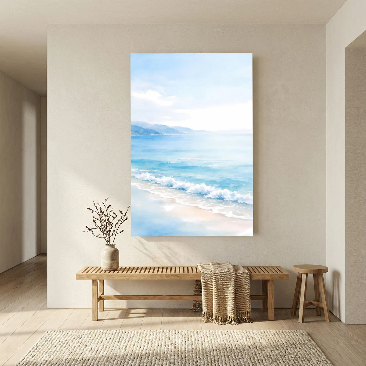 Wandbild mit Küste und Meerblick, vertikal, ohne Rahmen