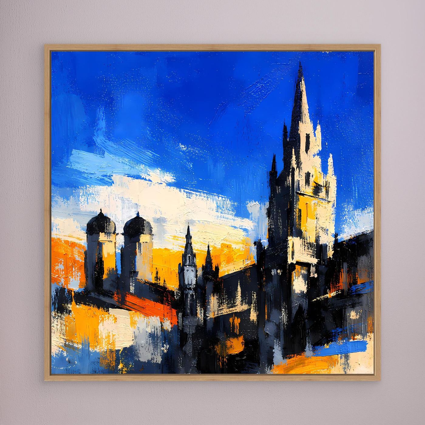 Leinwand Historische Stadtkulisse bei Sonnenuntergang | Abstraktes Architektur Wandbild