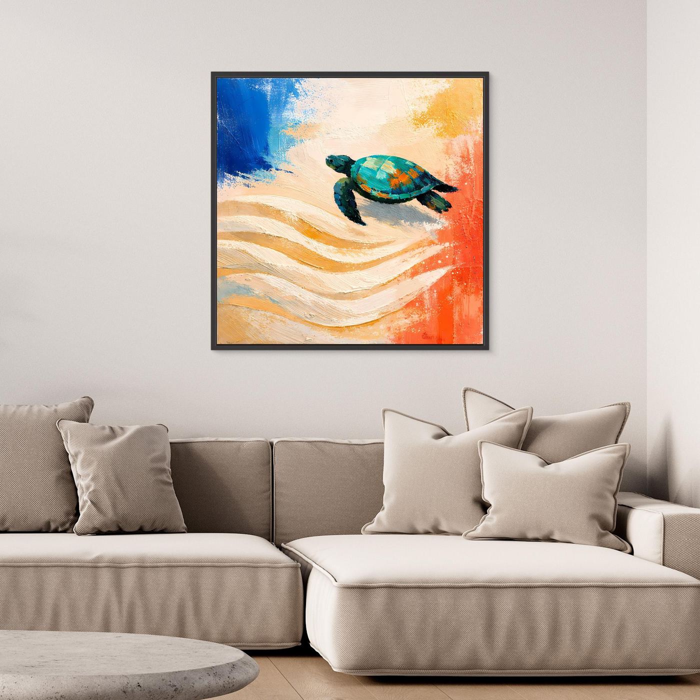Leinwand Elegante Meeresschildkröte im Ozean | Abstraktes Strand & Meer Wandbild
