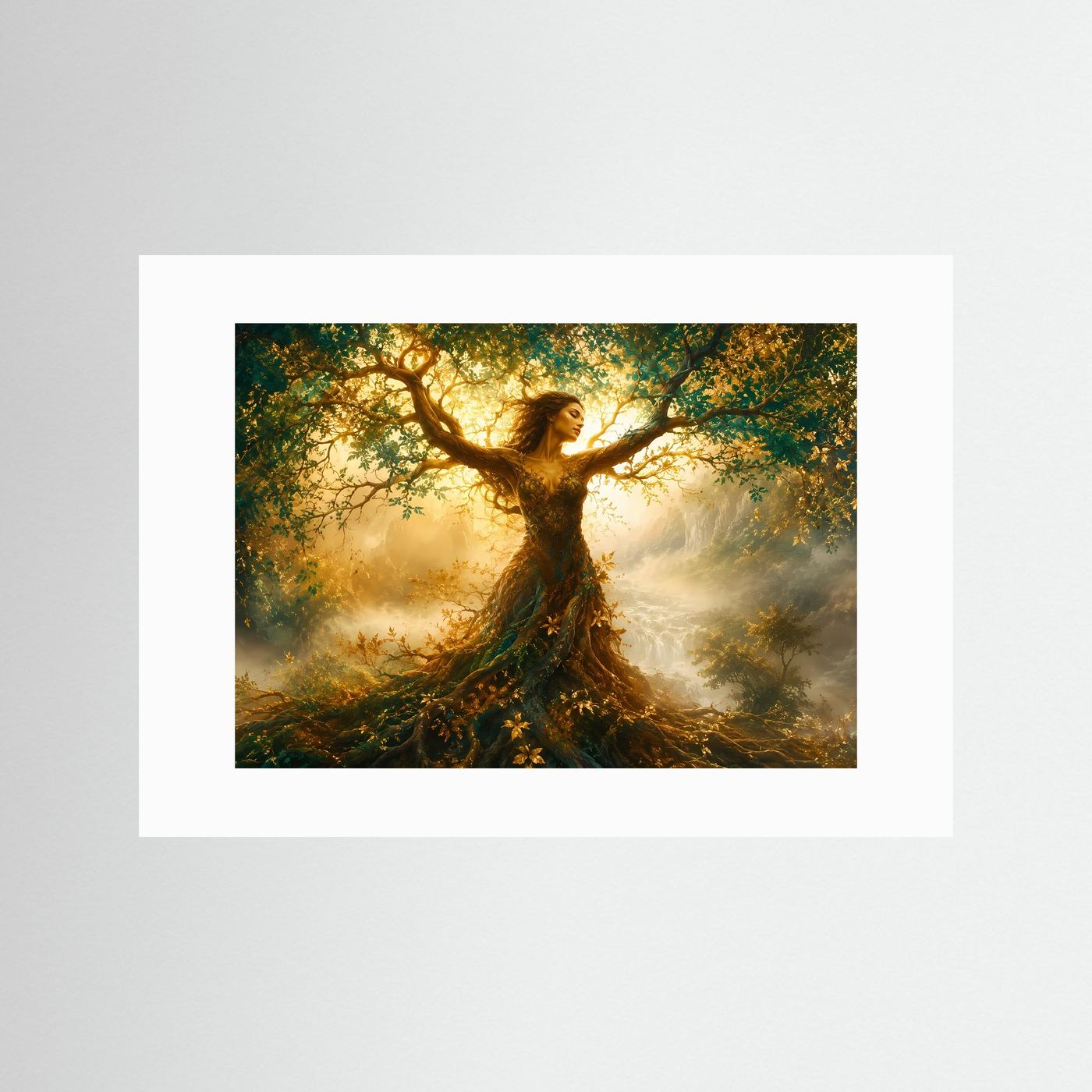 Baumfrau Poster | Mystische Waldgöttin Wandkunst | Fantasy Natur Kunst | Magischer Lebensbaum Wandbild
