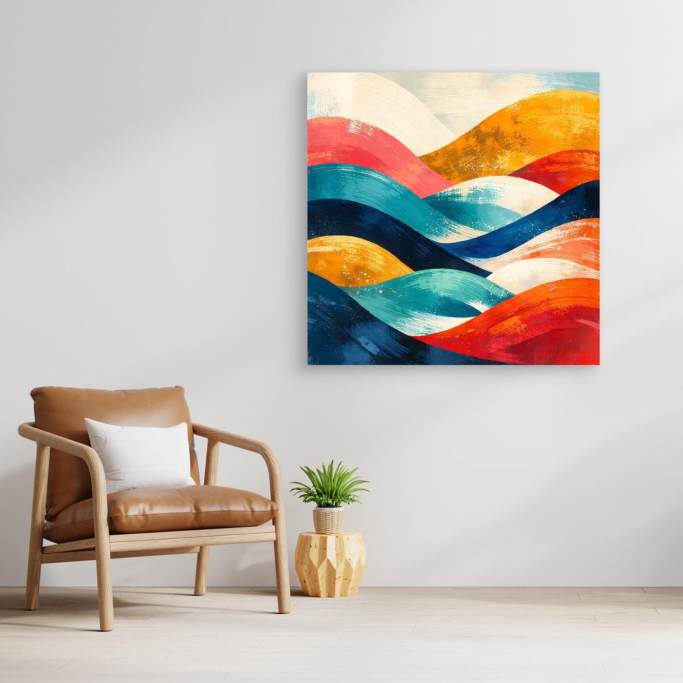 Leinwand Abstrakte Farbenfrohe Hügellandschaft | Modernes Wandbild auf Holz-Keilrahmen