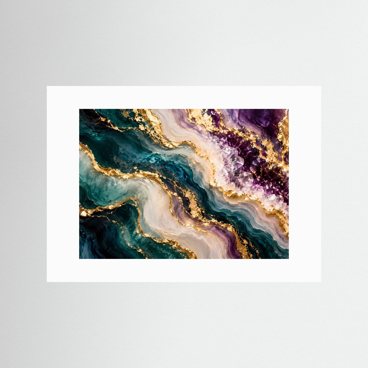 Abstrakte Geode Poster | Edelstein Wandkunst Gold | Luxuriöse Marmor Kunst | Moderne Kristall Wanddekoration