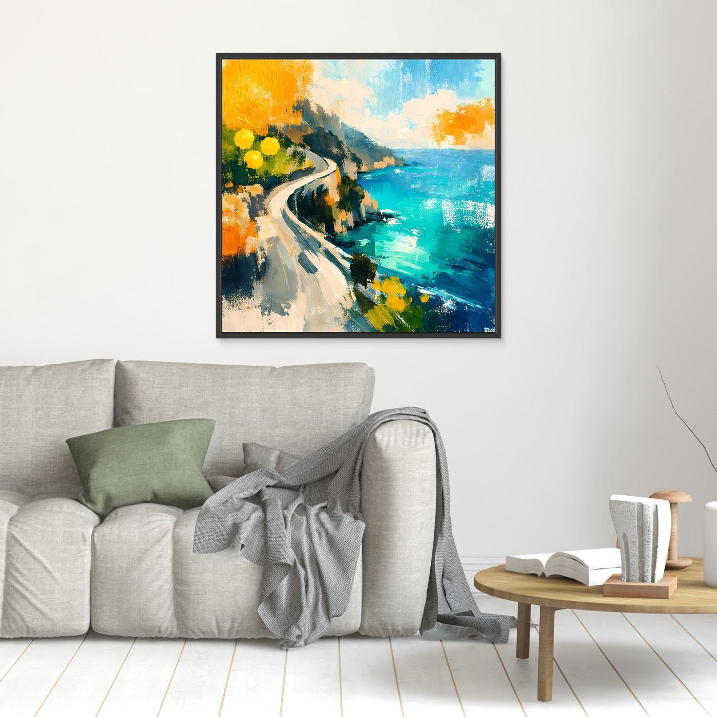 Leinwand Malerische Küstenstraße am Meer | Abstraktes Amalfi Wandbild