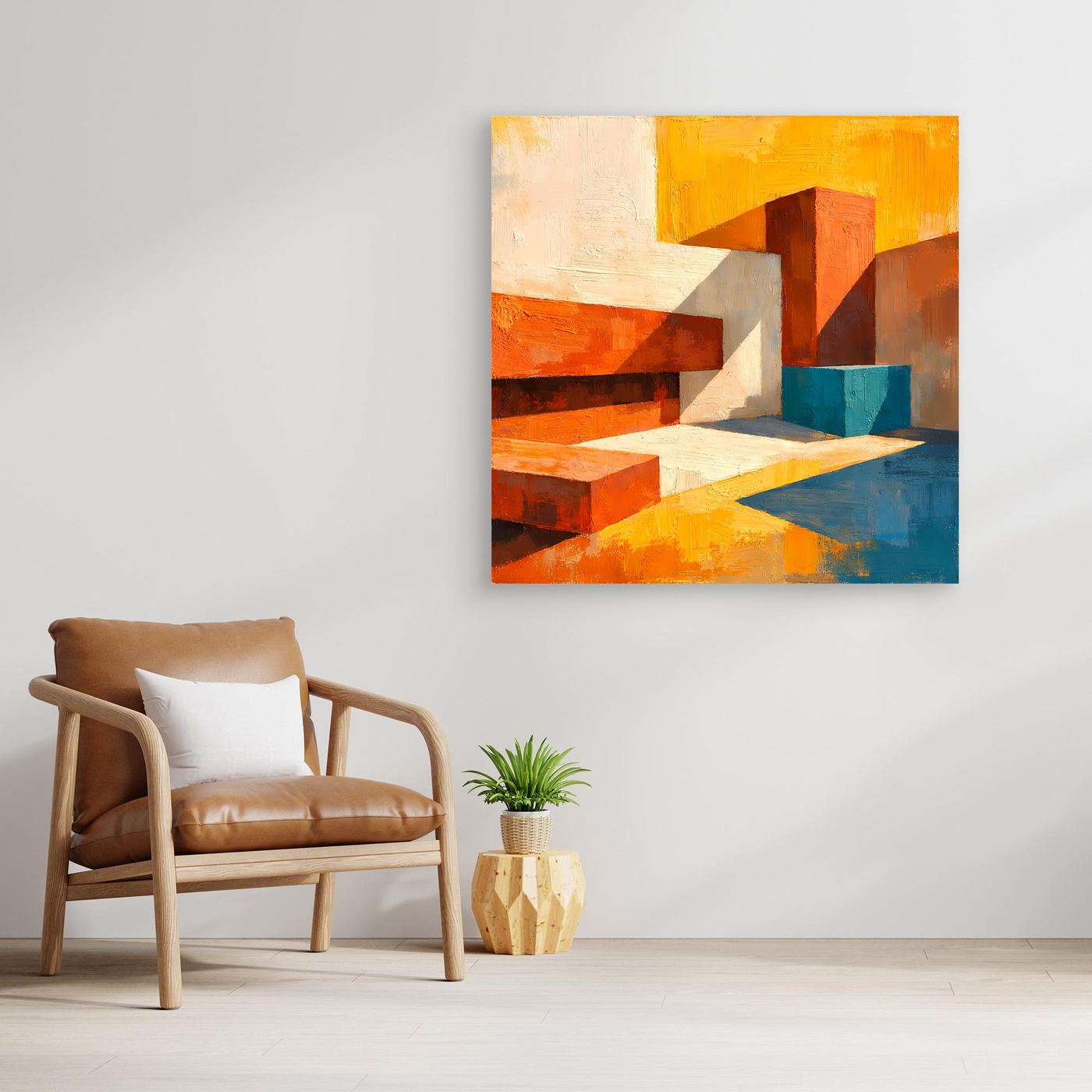 Leinwand Abstrakte Geometrische Formen im Licht | Modernes Architektur Wandbild