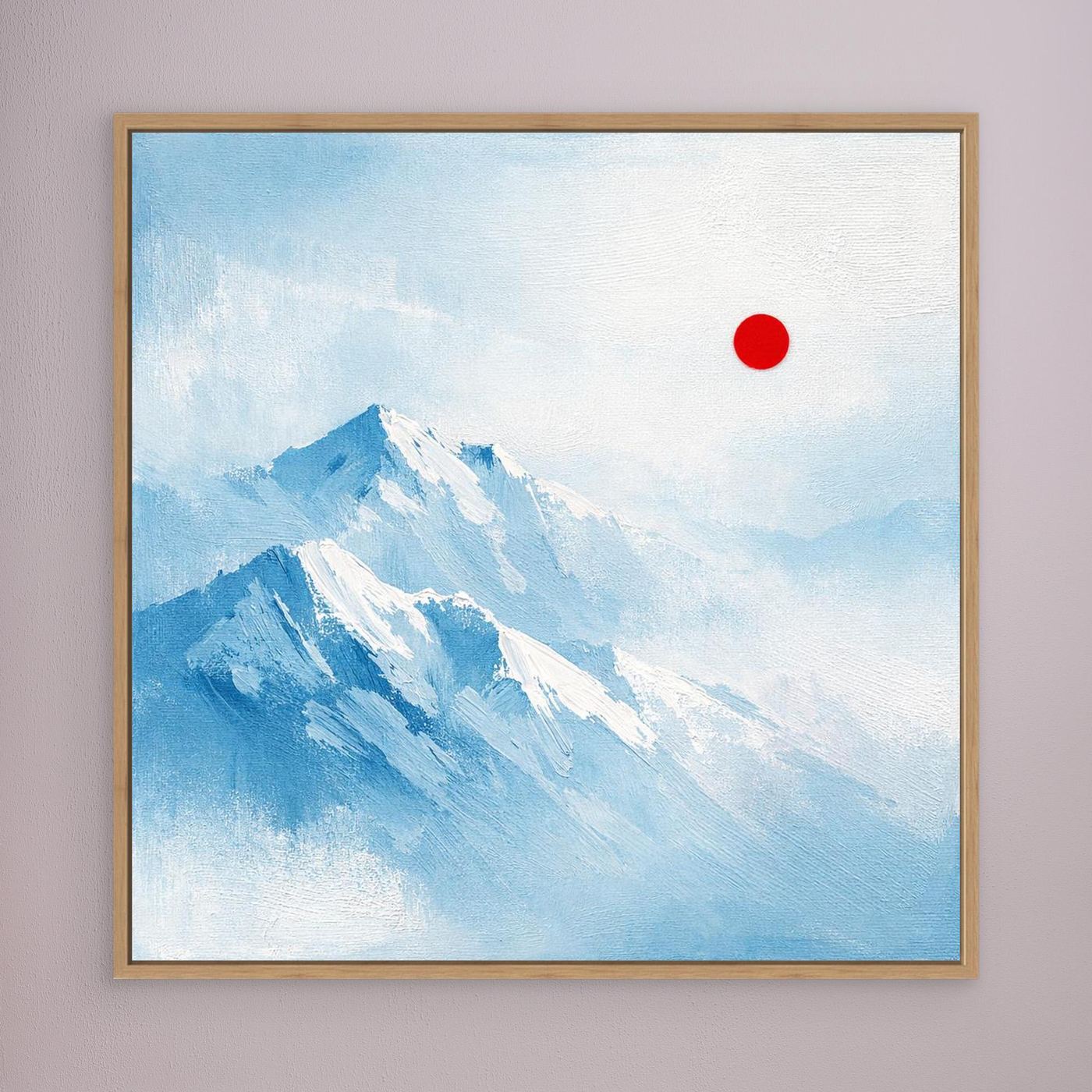 Leinwand Abstraktes Zugspitze Berg Wandbild | Alpin Minimalistisch Blau Weiß