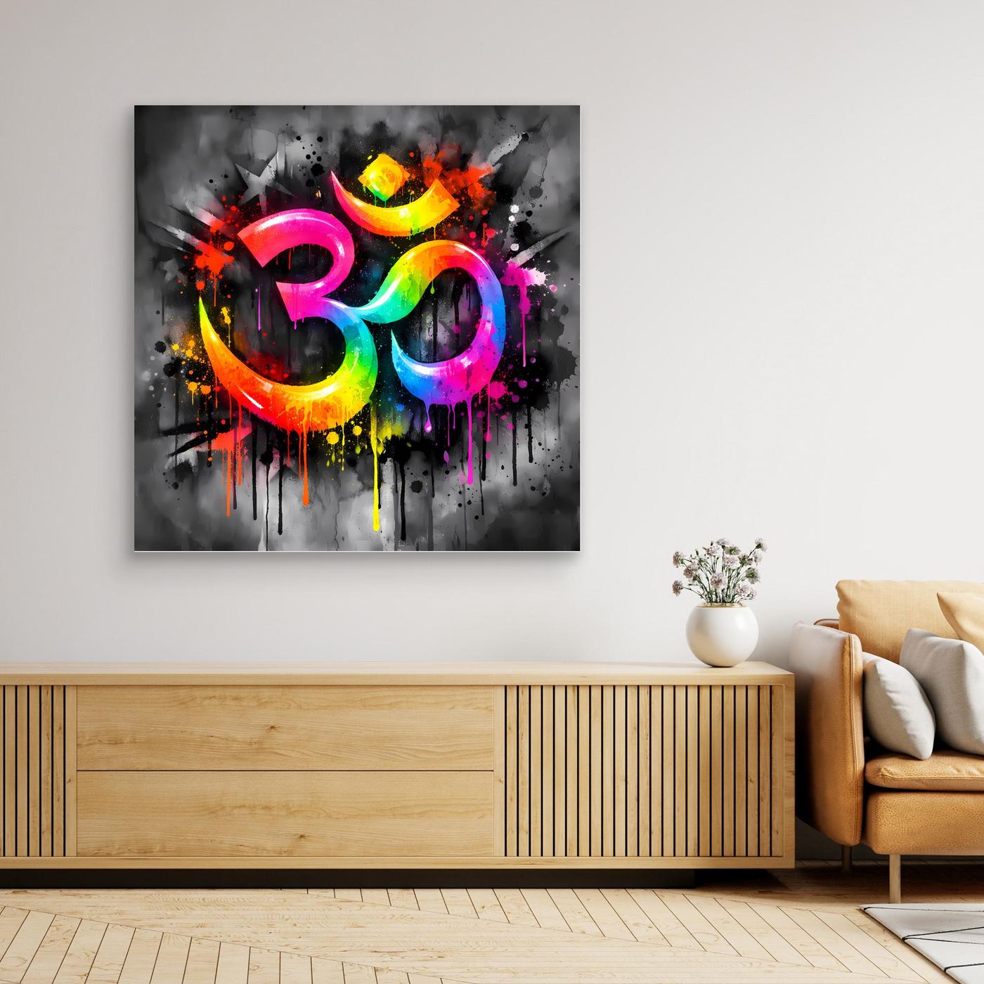 Leinwandbild Spirituelles Om-Symbol | Abstraktes Yoga & Meditation Wandbild auf Keilrahmen