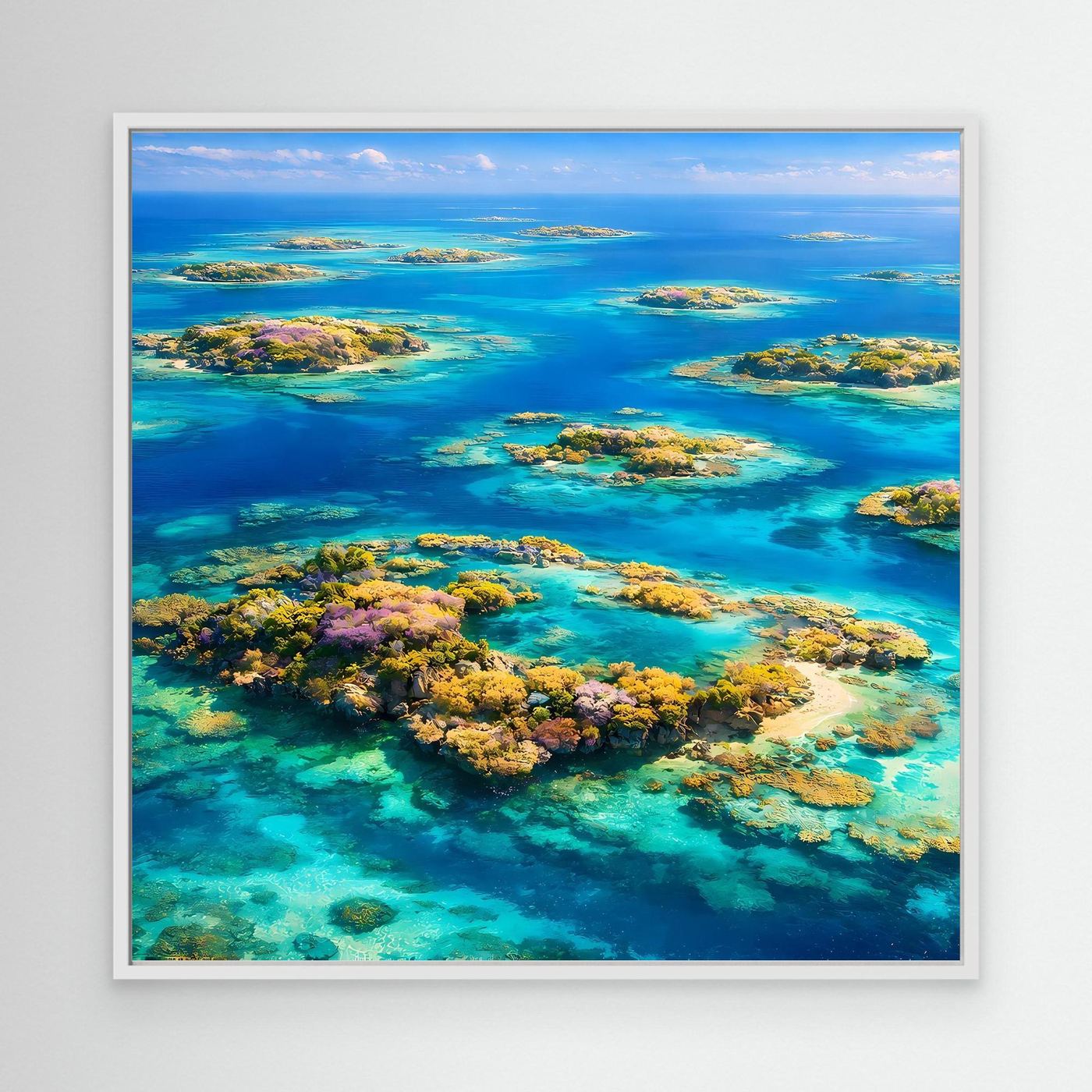 Leinwandbild Paradiesische Inselwelt | Tropisches Atoll Wandbild auf echtem Holzkeilrahmen