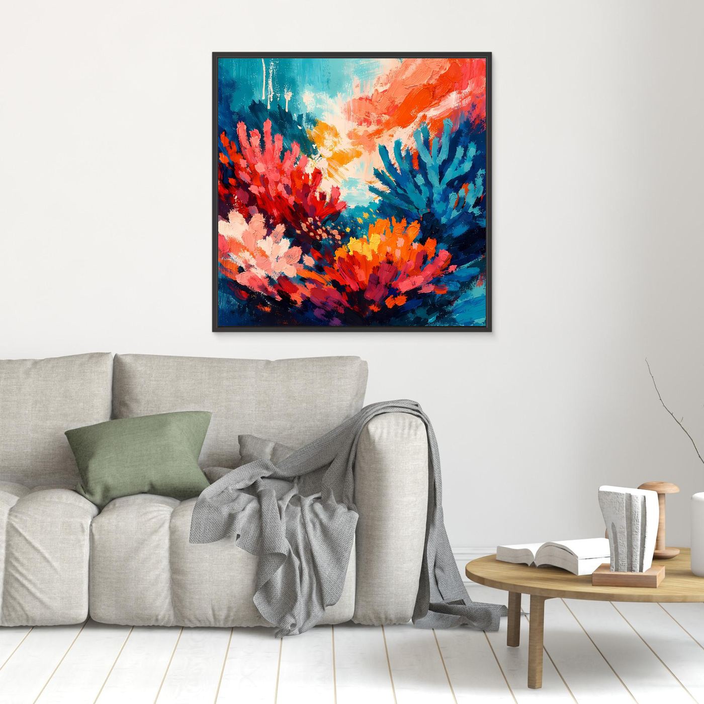 Leinwand Abstraktes Korallenriff im Farbenrausch | Modernes Unterwasser Wandbild