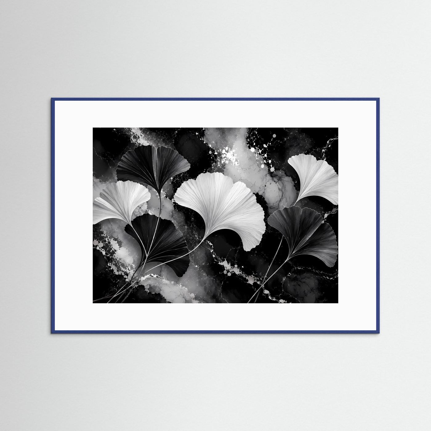 Ginkgo Blätter Poster Schwarz Weiß | Moderne Botanische Wandkunst | Elegantes Abstraktes Natur Wandbild | Minimalistische Kunst