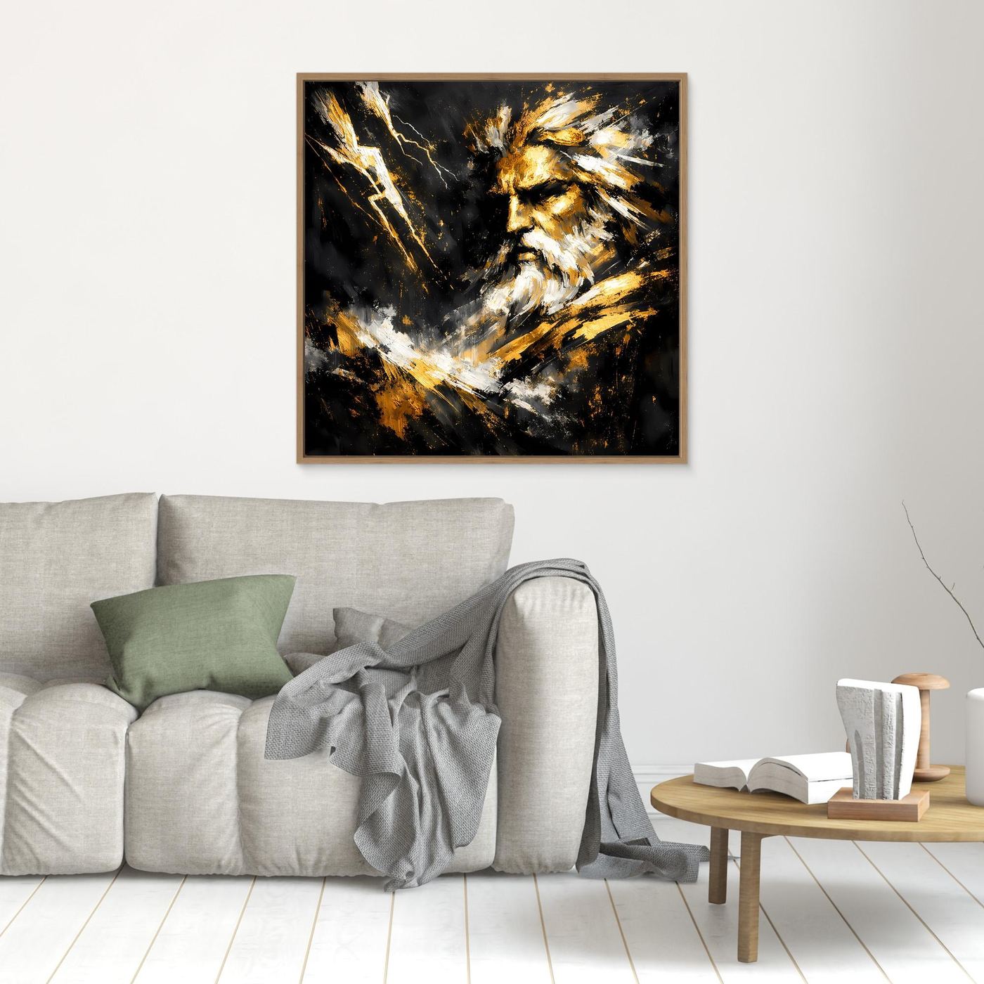 Leinwand Goldener Zeus Göttervater | Abstraktes Mythologie Wandbild Modern