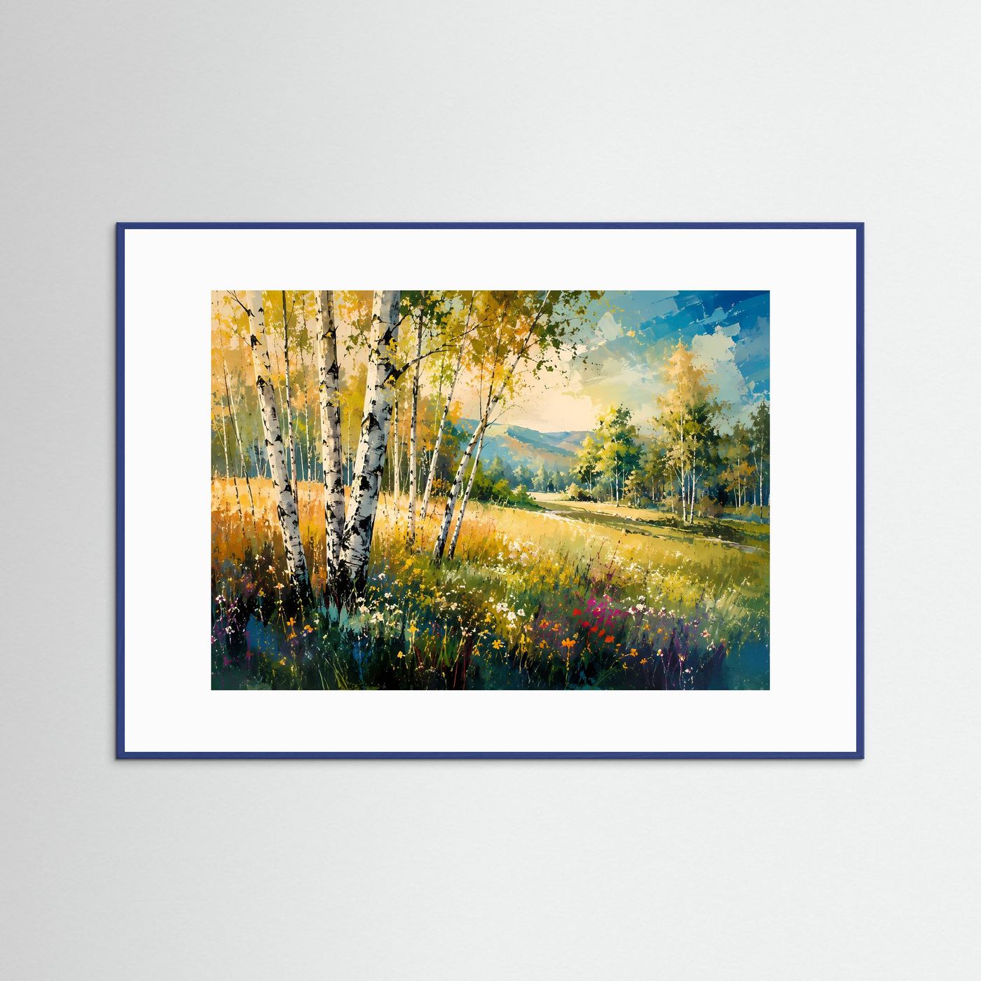 Goldener Birkenwald im Sommer | Landschafts-Poster & Kunstdruck Querformat
