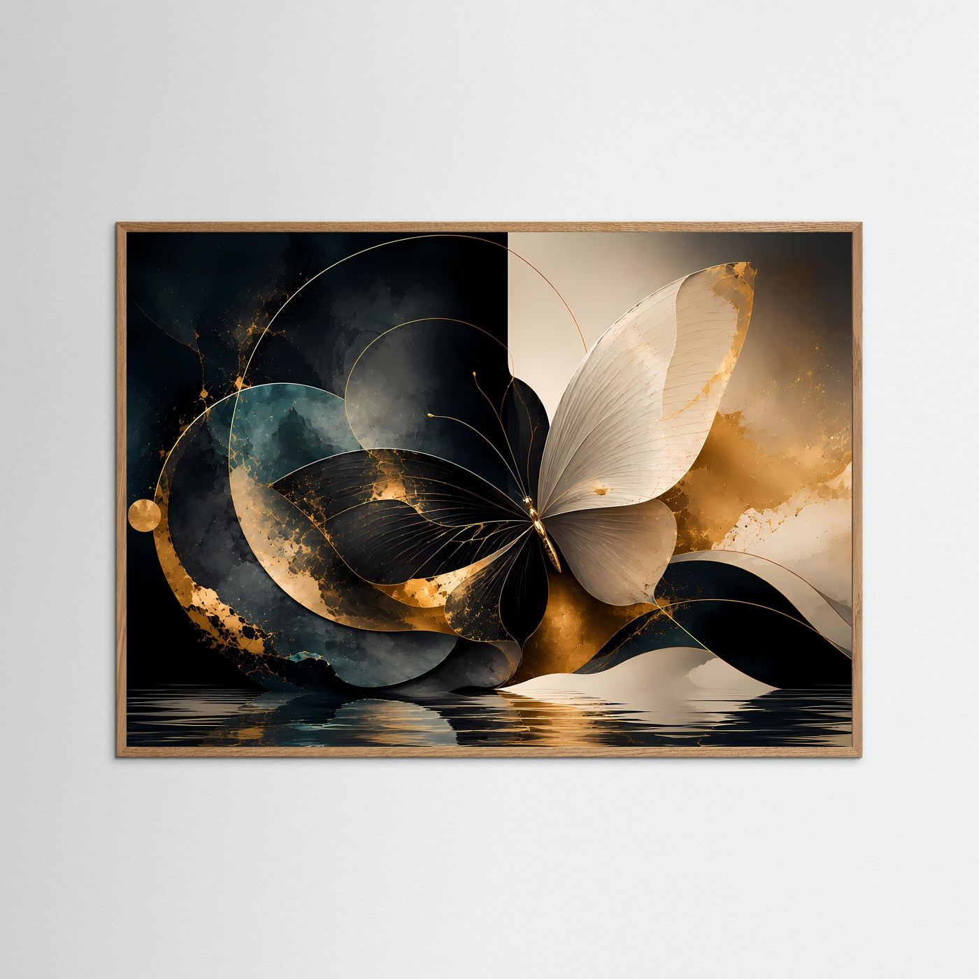 Eleganter Schmetterling in Schwarz & Gold | Abstrakte Luxuskunst