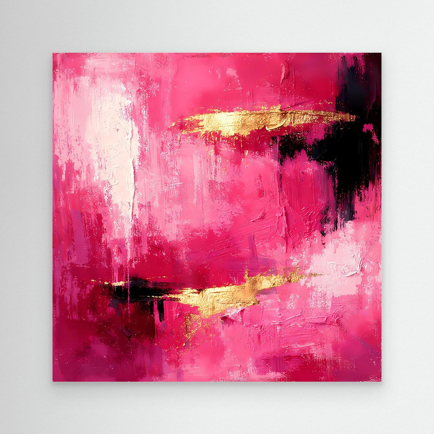 Leinwand Abstraktes Gemälde in Rosa und Gold | Modernes Elegantes Wandbild