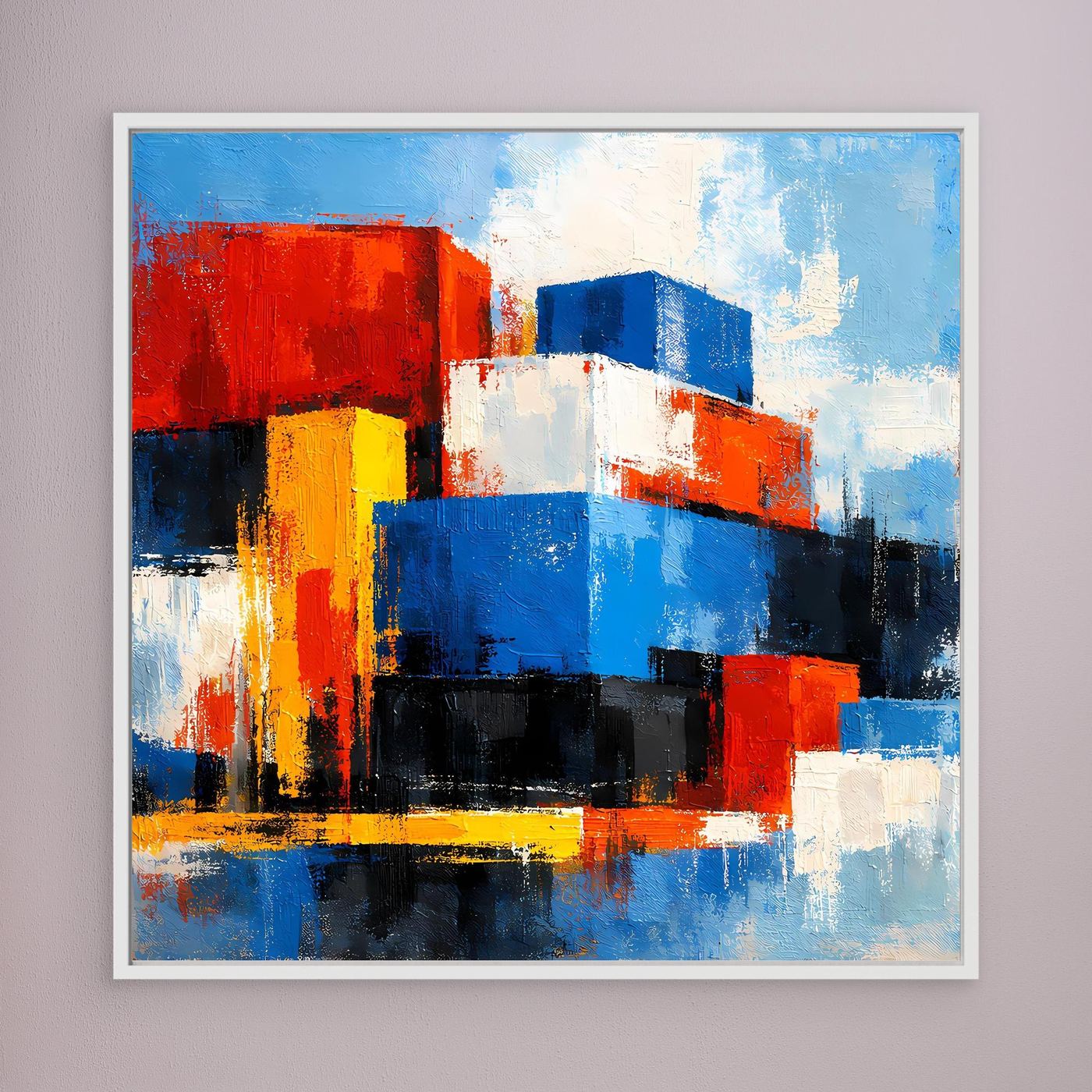 Leinwand Abstrakte Geometrische Kuben | Modernes Wandbild Bunte Blöcke