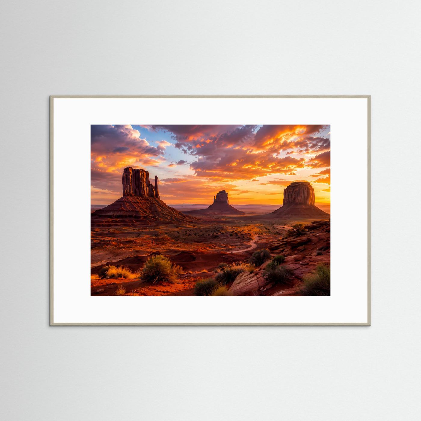 Monument Valley bei Sonnenuntergang | Majestätische Wüstenlandschaft Poster | Panorama Wüste & Canyon Wandbild
