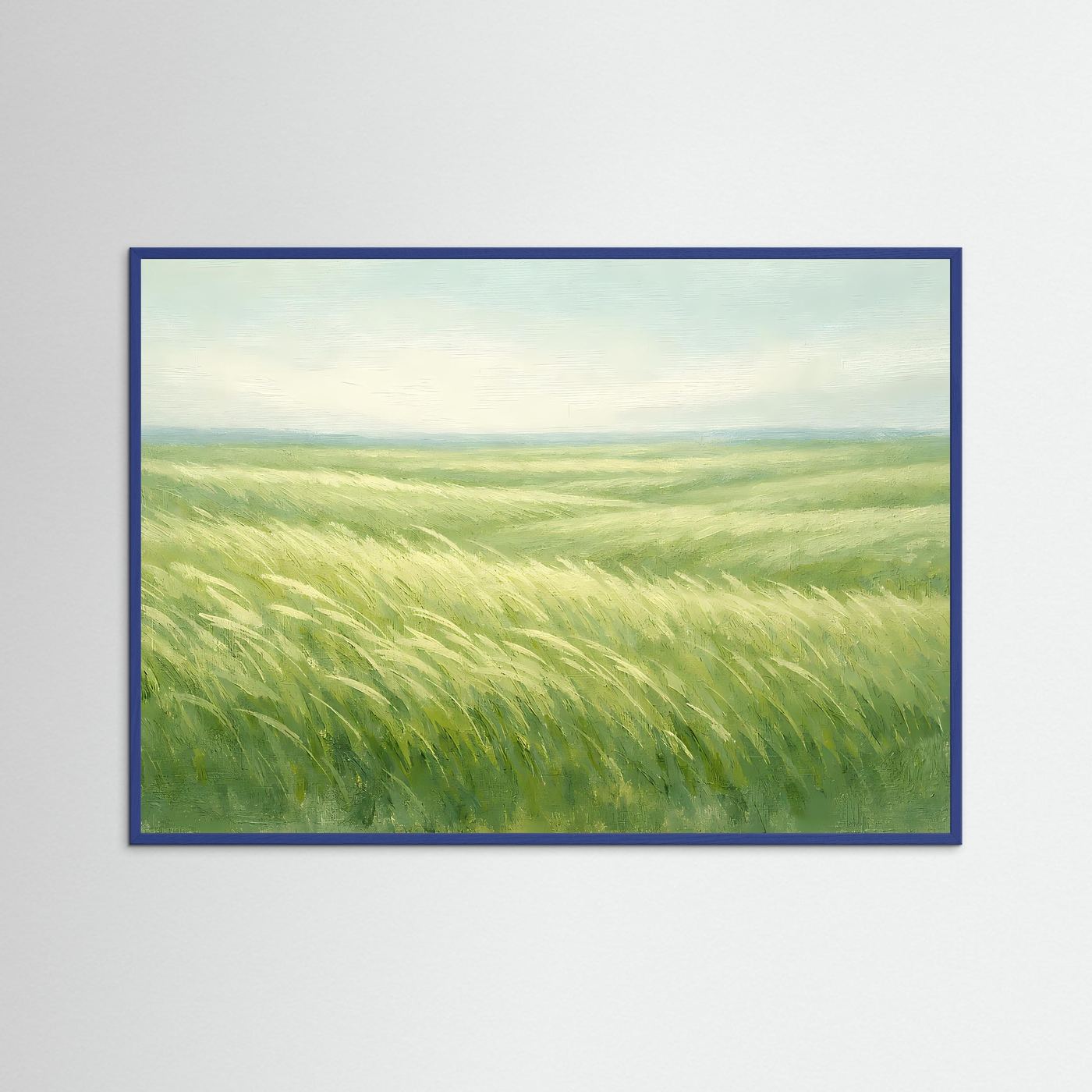 Weite Graslandschaft im Wind | Beruhigende Natur & Wiese Poster Querformat