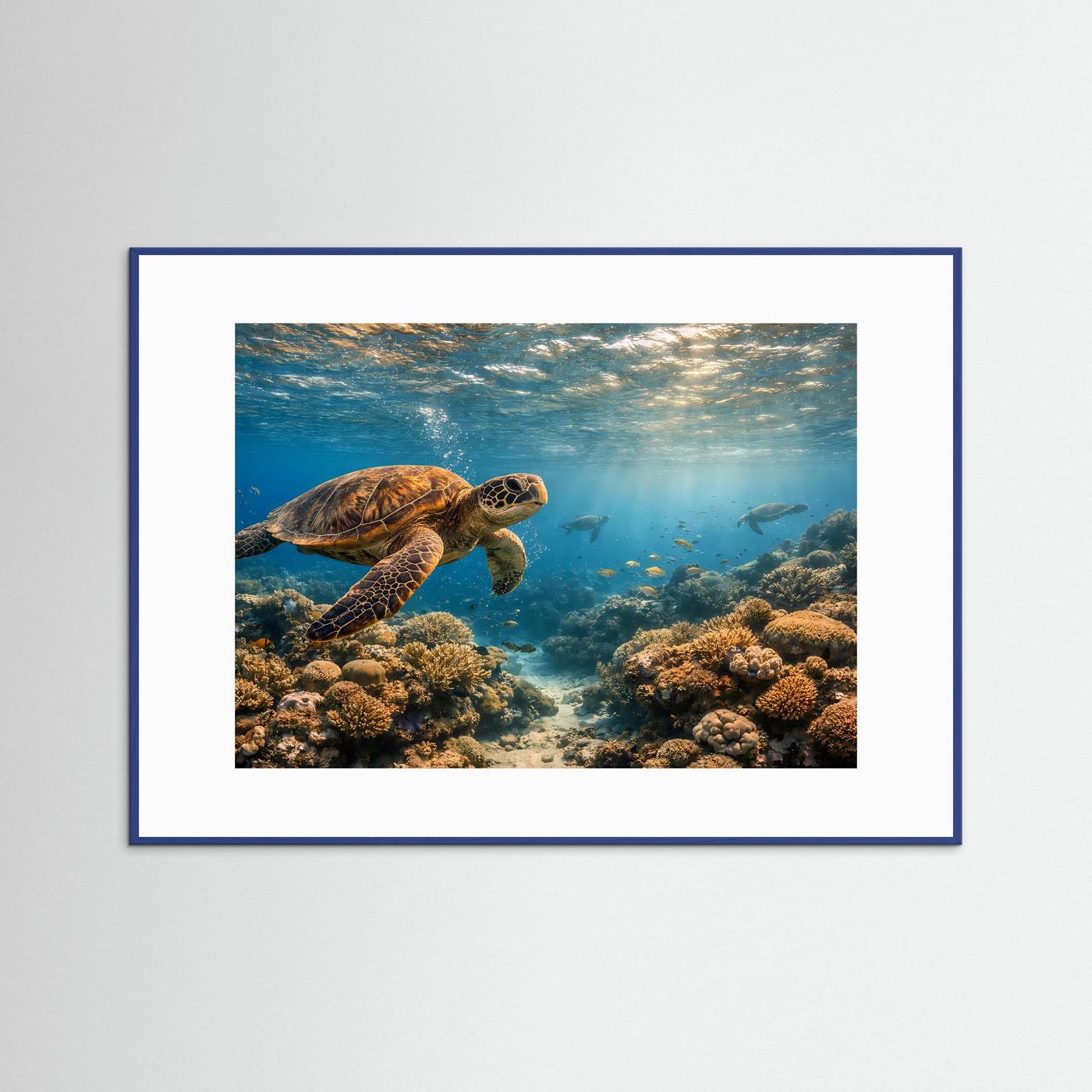 Faszinierende Unterwasserwelt | Meeresschildkröte im Korallenriff Poster Querformat