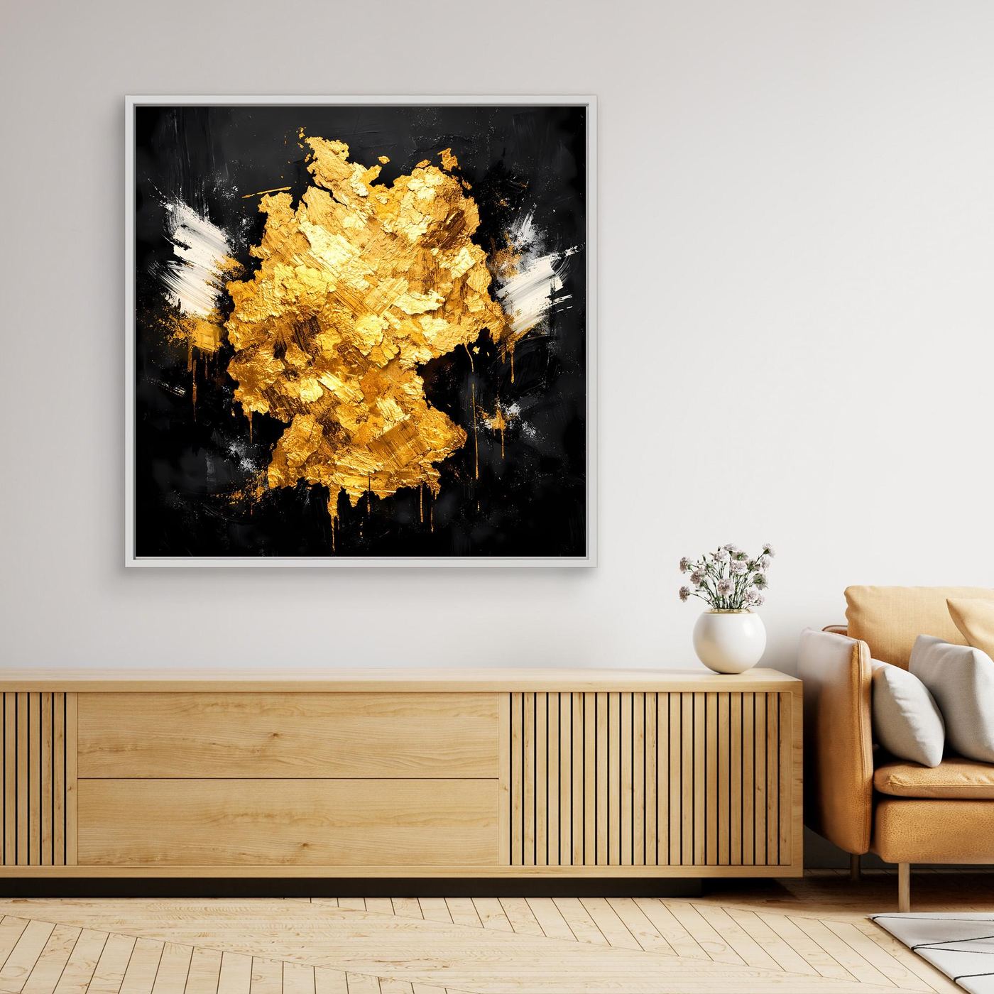 Leinwand Elegante Deutschlandkarte in Gold & Schwarz | Modernes Abstraktes Wandbild