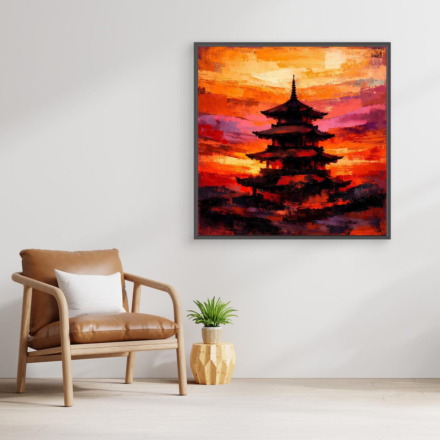Leinwandbild Traditionelle Japanische Pagode | Abstraktes Asien-Wandbild