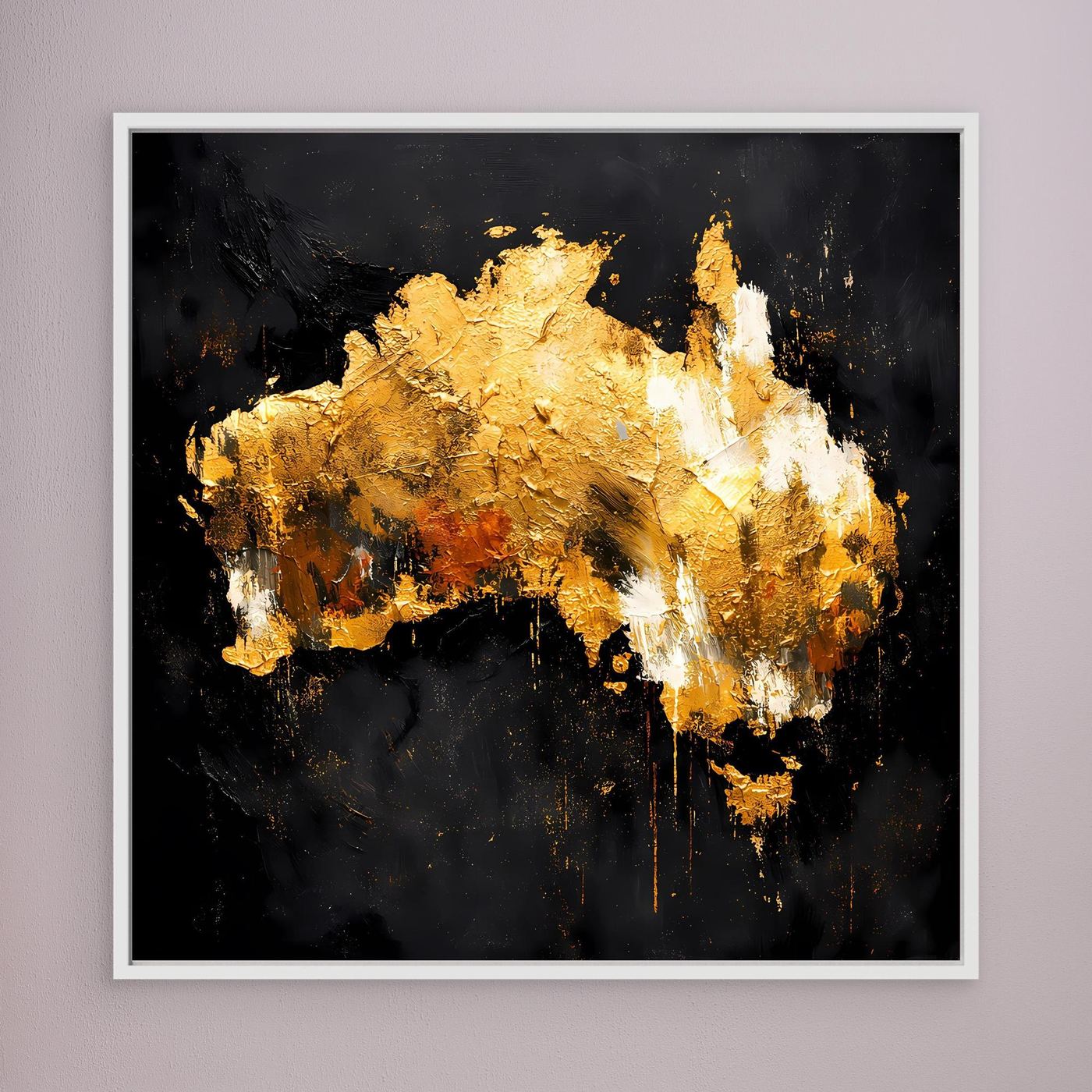 Leinwand Goldene Landkarte von Australien | Modernes Luxus Wandbild Kontinent