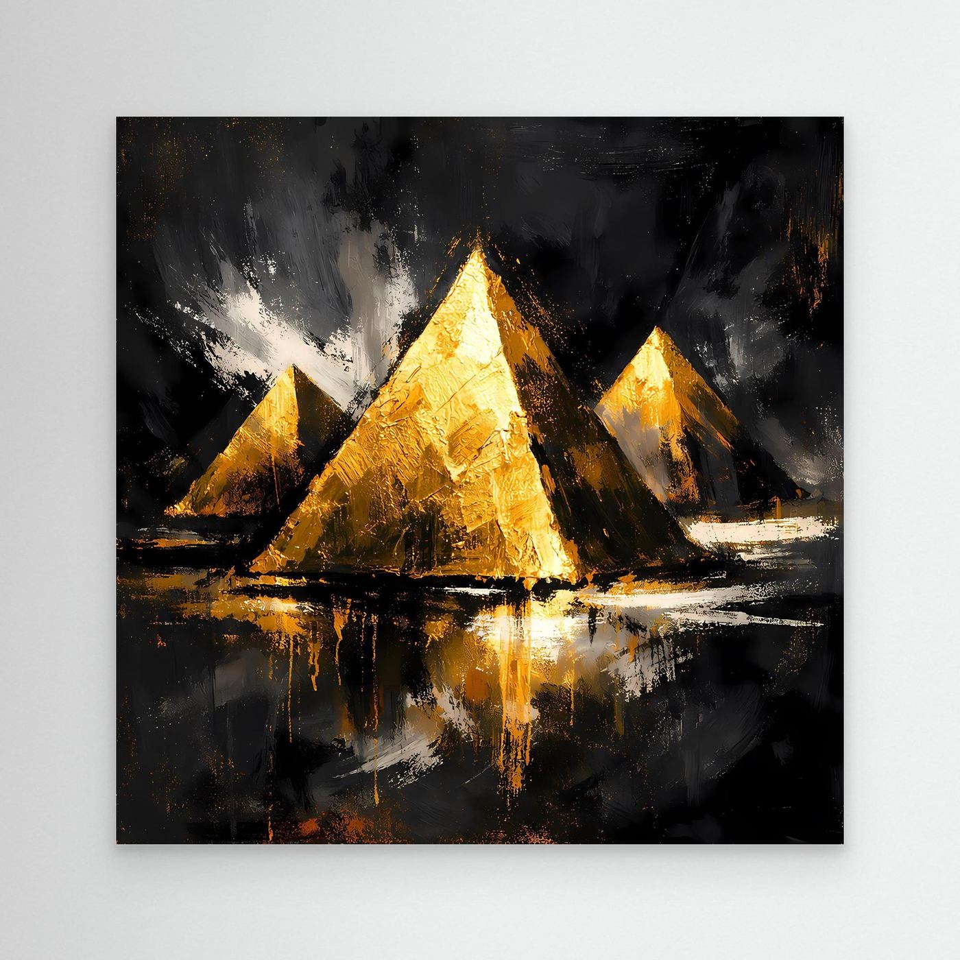 Leinwand Goldene Pyramiden von Gizeh | Abstraktes Ägypten Wandbild Modern
