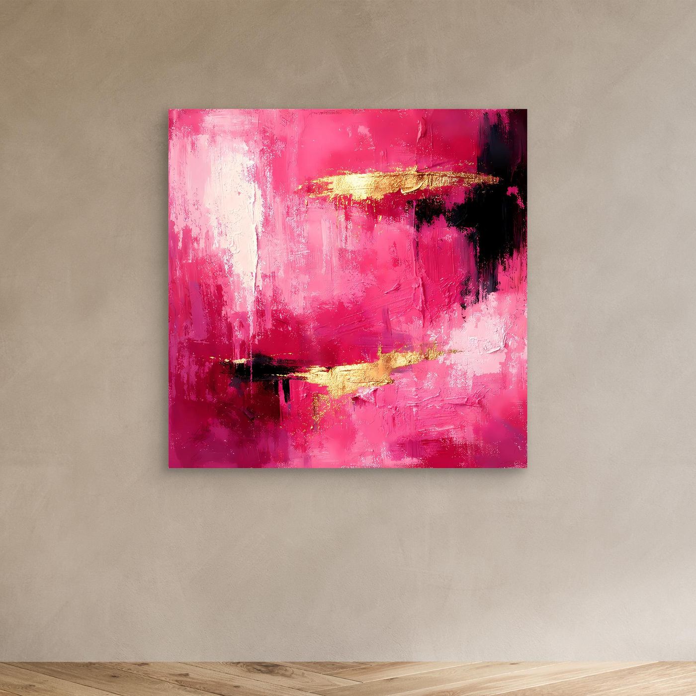 Leinwand Abstraktes Gemälde in Rosa und Gold | Modernes Elegantes Wandbild