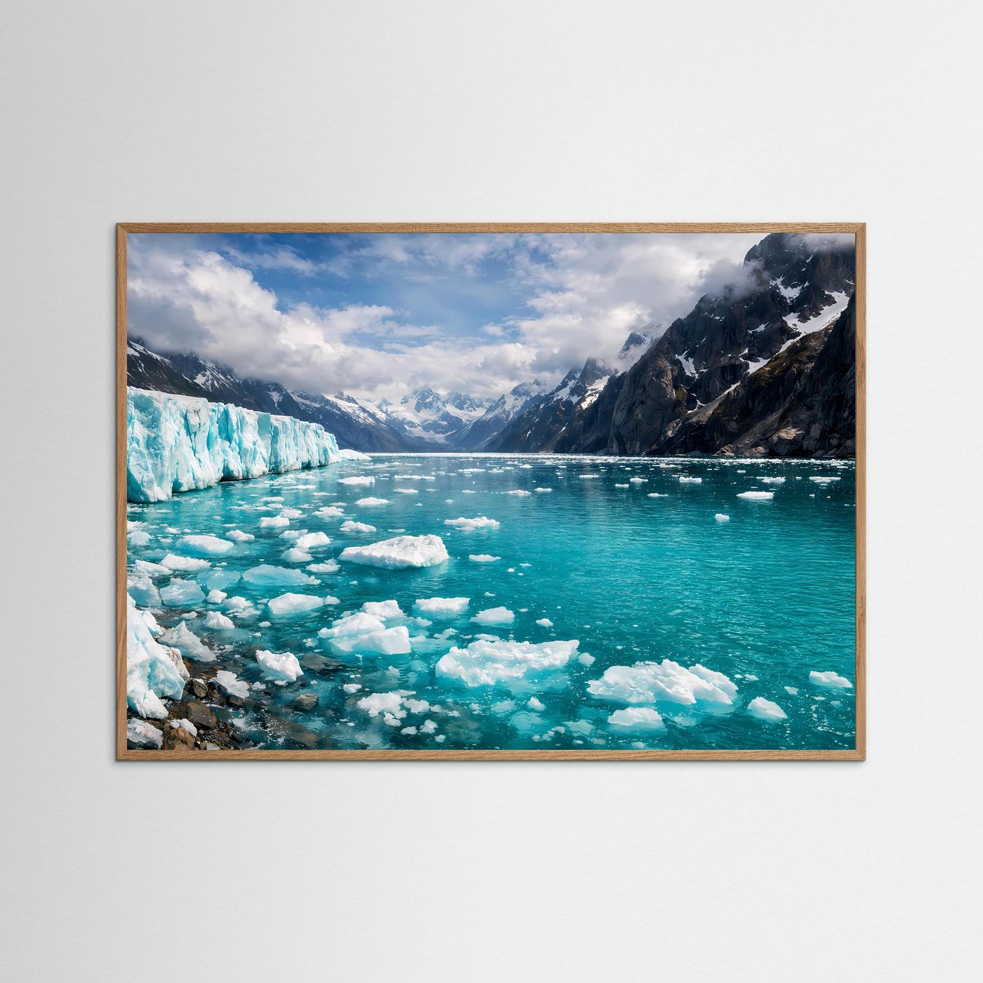 Gletscher und Eisberge im Fjord | Arktis Naturposter Querformat