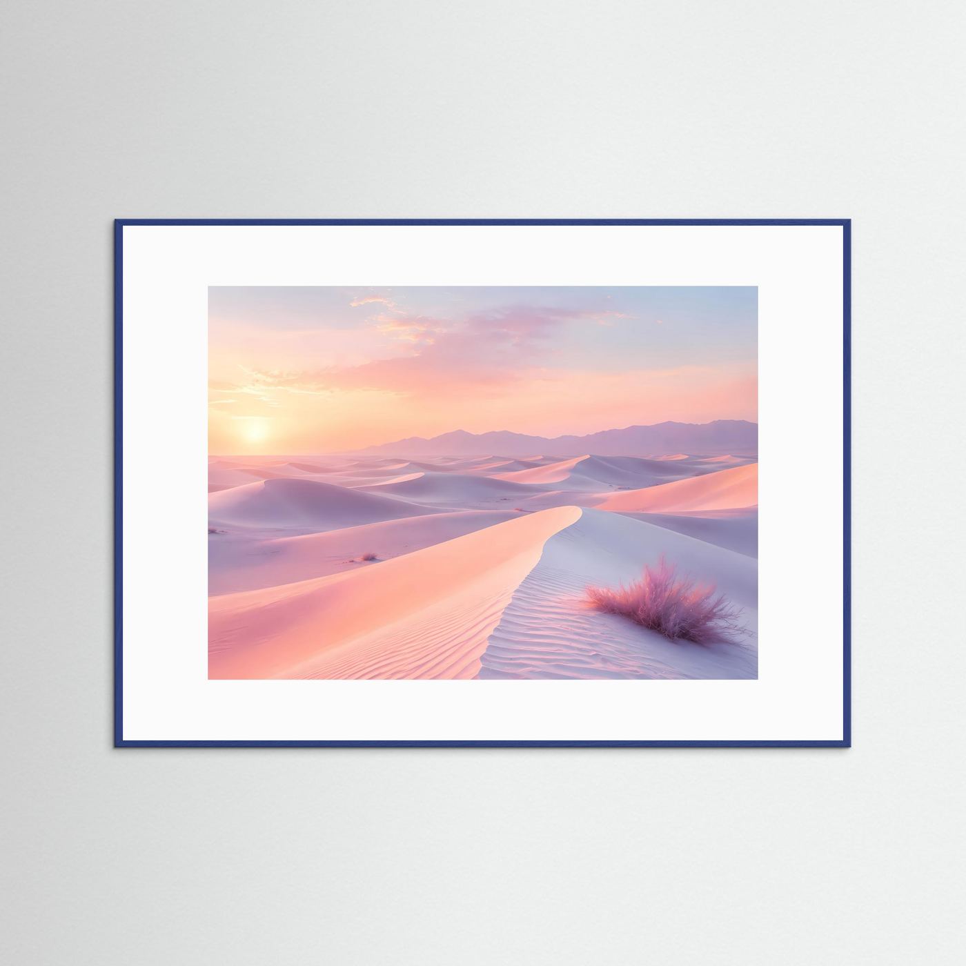 Pastell Wüste Sonnenaufgang | Rosa Sanddünen Wandbild | Minimalistische Wüstenlandschaft | Modernes Leinwandbild | Premium Poster