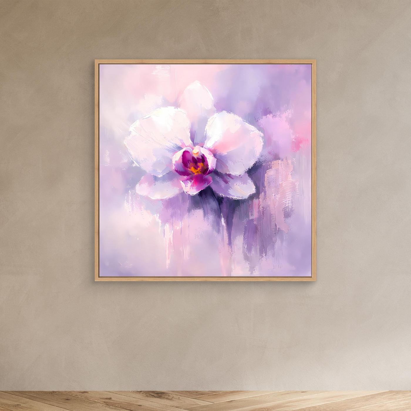 Leinwand Abstraktes Orchideen Blütenbild | Modernes Wandbild Weiß Violett Pink