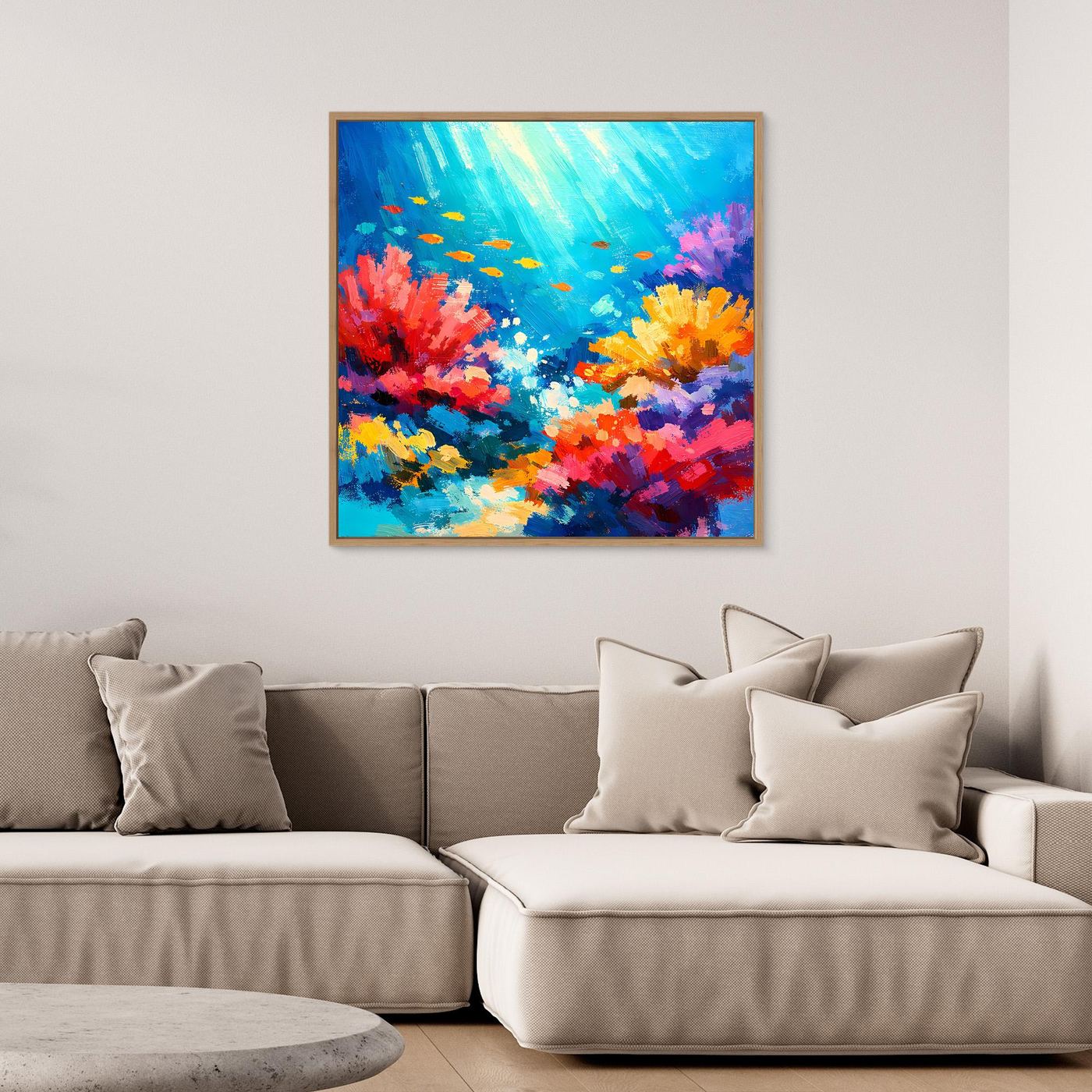 Leinwand Abstraktes Korallenriff Unterwasser | Modernes Ozean Wandbild Bunt