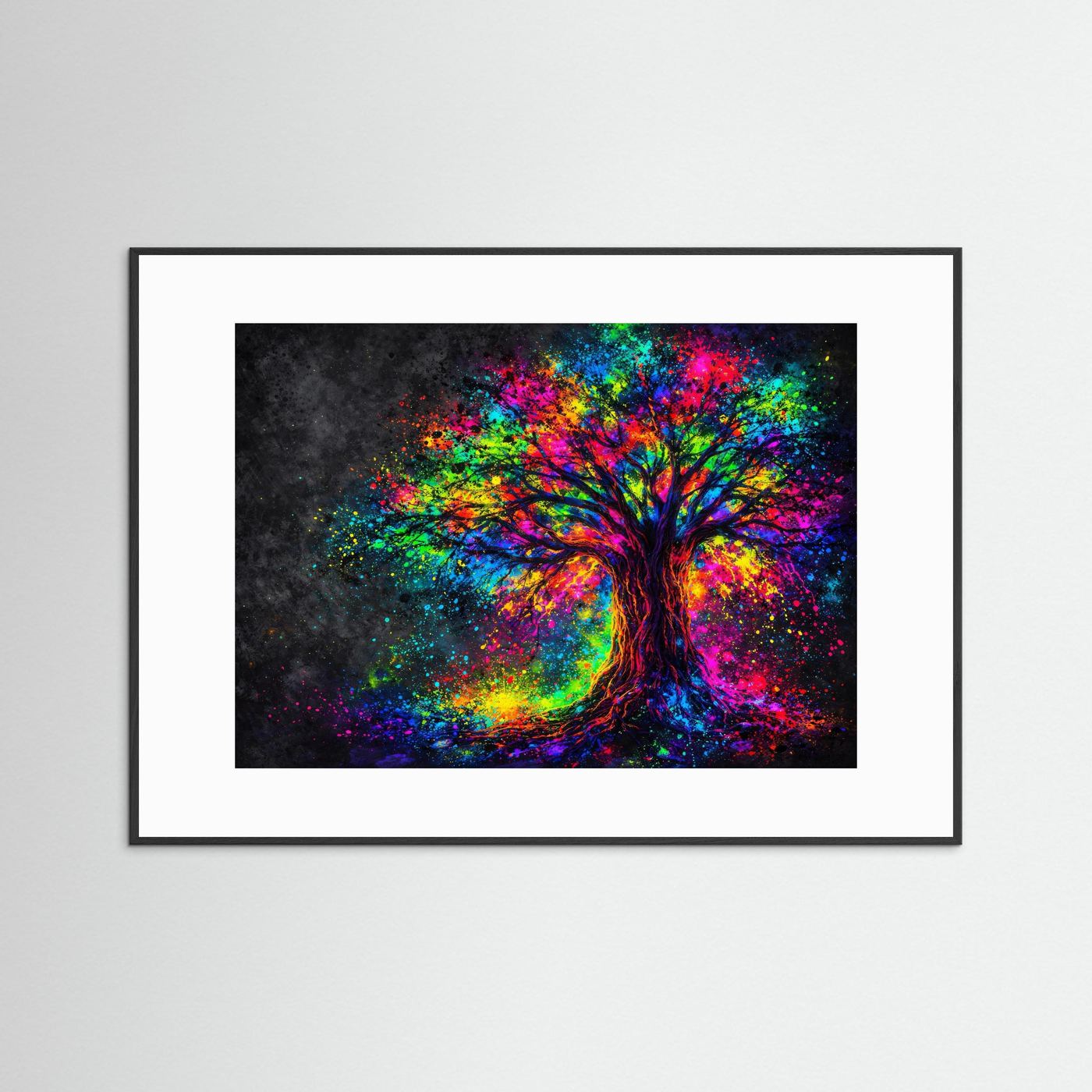 Lebensbaum der Farben | Moderner Kunst Print Querformat Wandbild