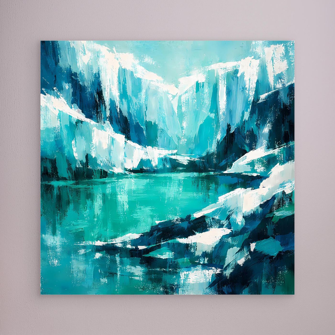 Leinwand-Wandbild mit abstrakten Eisbergen im Ozean, ohne Rahmen