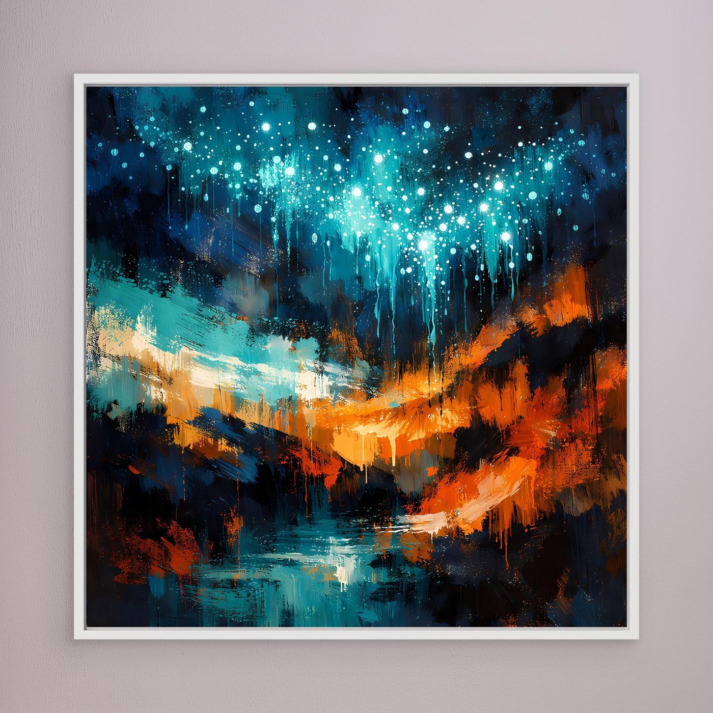 Leinwand Magische Glühwürmchen-Höhle | Abstraktes Natur Fantasy Wandbild