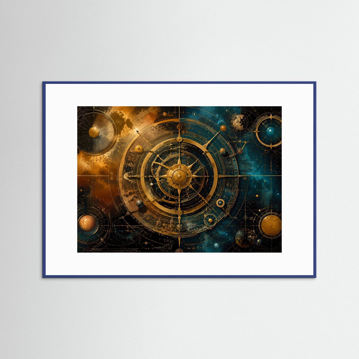 Kosmische Navigation | Astronomische Uhr & Astrologie Poster mit Gold- und Galaxie-Akzenten
