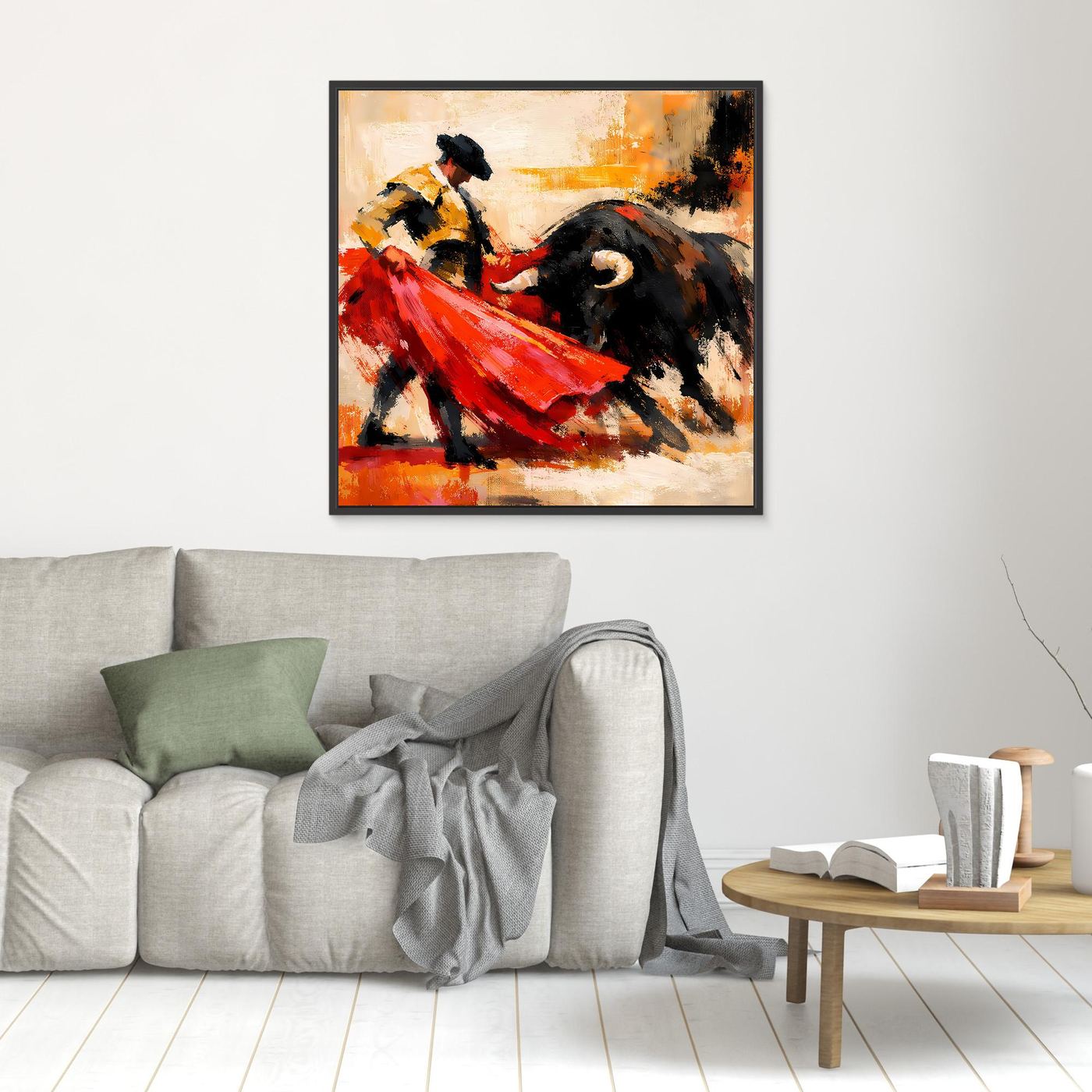 Premium Leinwand Matador und Stier Abstrakt | Modernes Kunst Poster Spanien Wandbild