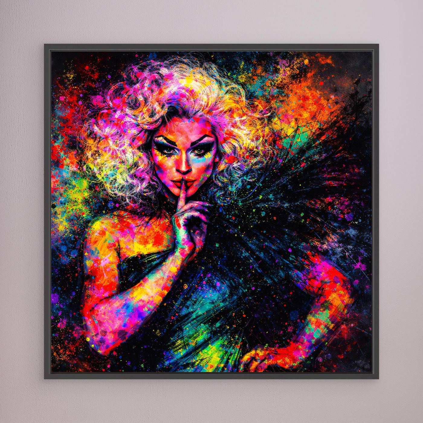Leinwandbild Drag Queen Pop-Art | Bunte Farbexplosion Wandbild auf Keilrahmen