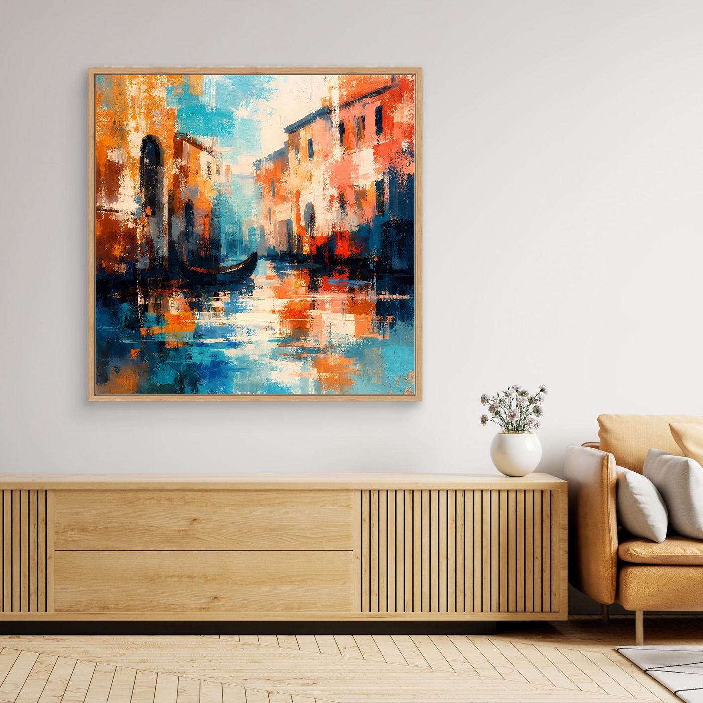 Leinwand Romantisches Venedig bei Sonnenuntergang | Abstraktes Gondel Wandbild