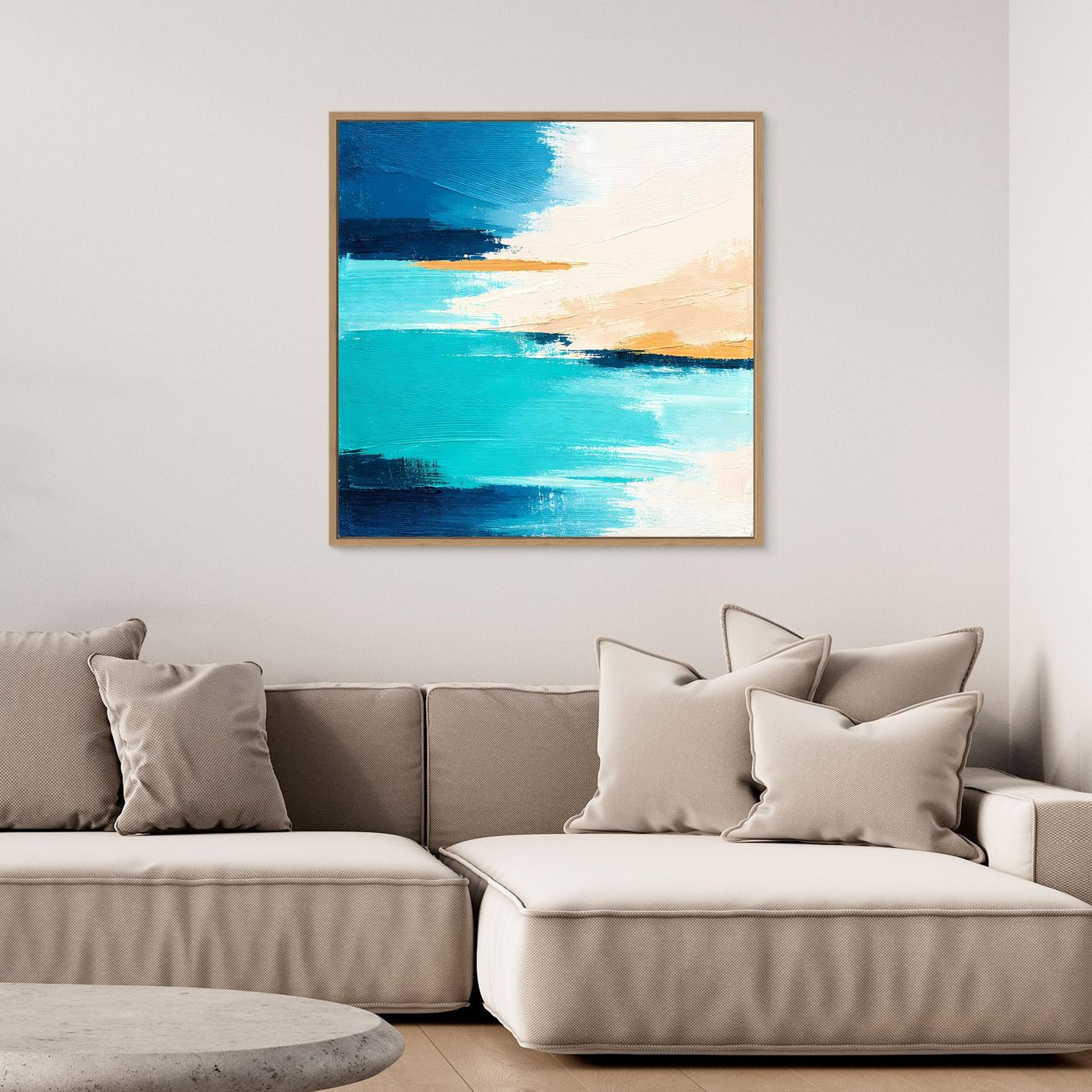 Leinwand Abstrakte Meeresbrise in Türkis und Beige | Modernes Acryl Wandbild