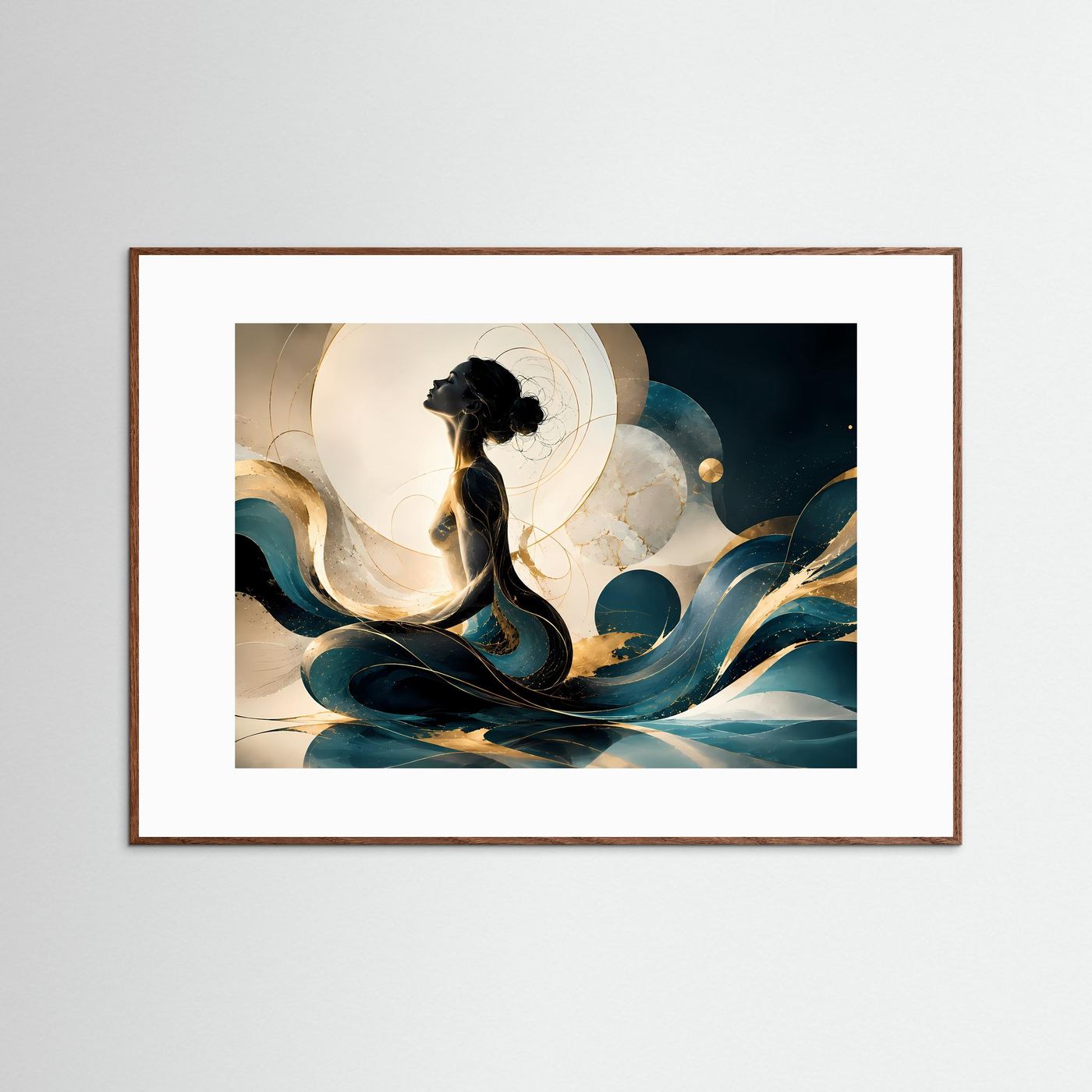Abstrakte Frauen Silhouette Poster | Meditation Wandkunst | Schwarz Gold Moderne Kunst | Minimalistische Leinwand | Elegante Wall Art