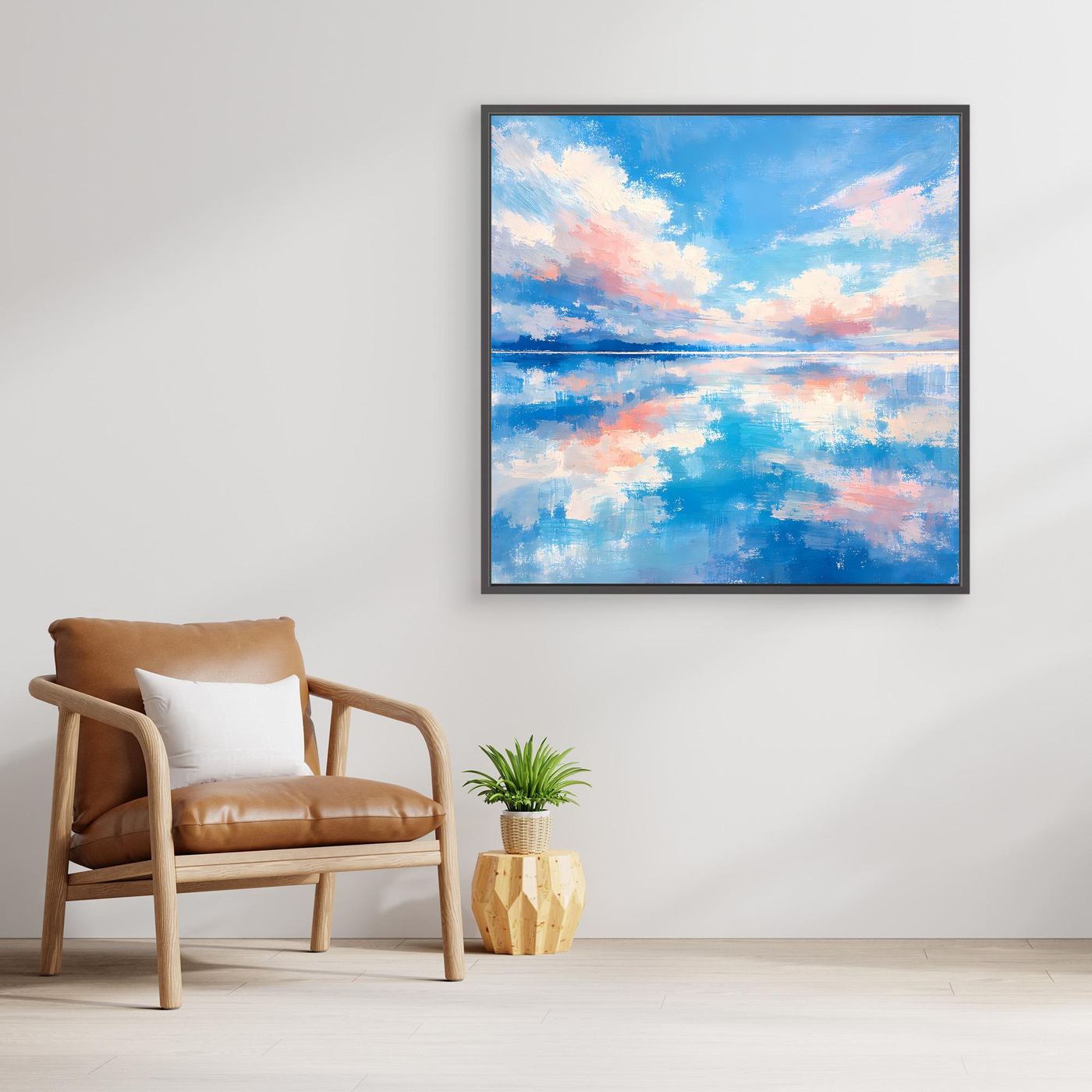 Leinwand Abstrakte Meereslandschaft mit Wolken | Modernes Wandbild auf Keilrahmen
