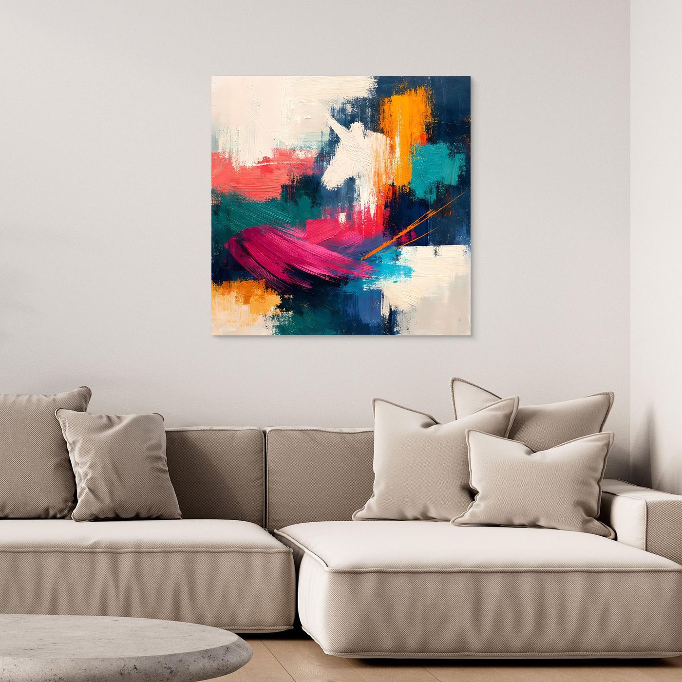 Leinwand Mystisches Einhorn im Farbenmeer | Abstraktes Fantasy Wandbild