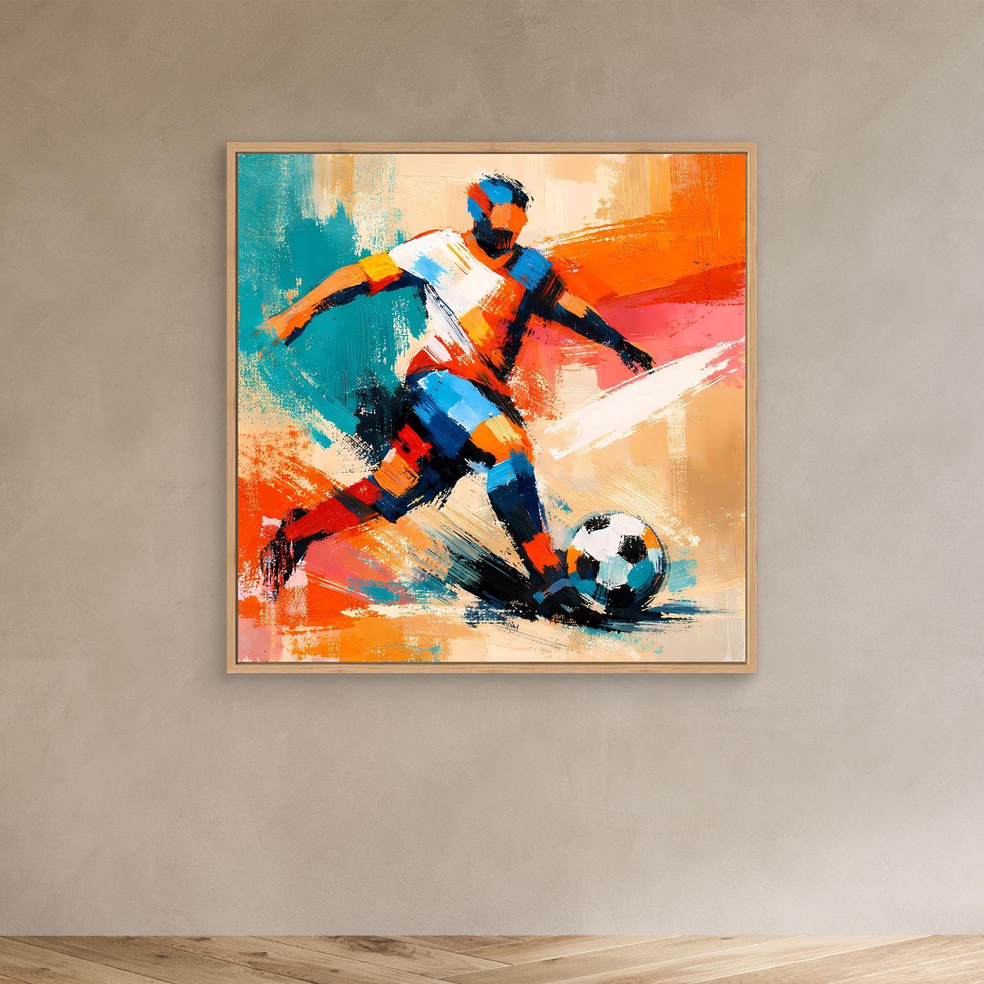 Leinwand Dynamischer Fußballspieler in Aktion | Abstraktes Sport & Fußball Wandbild
