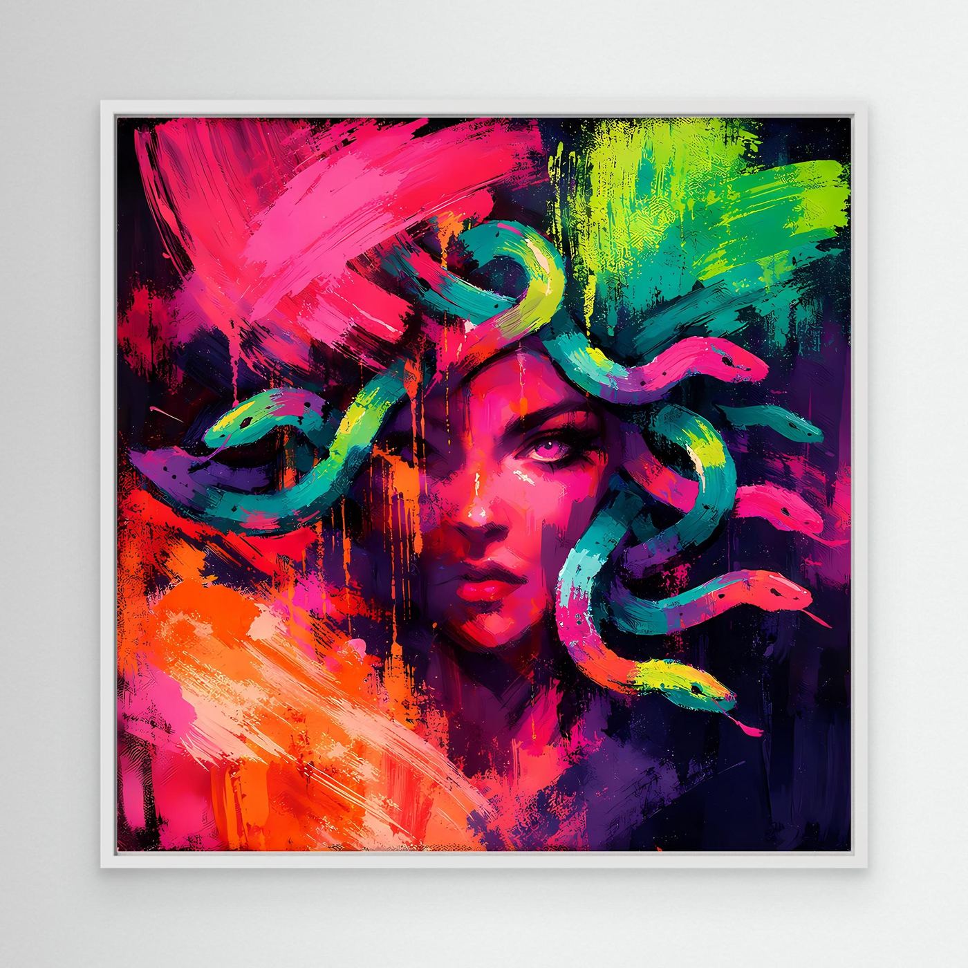 Leinwandbild Abstrakte Medusa im Neon-Stil | Moderner Mythos