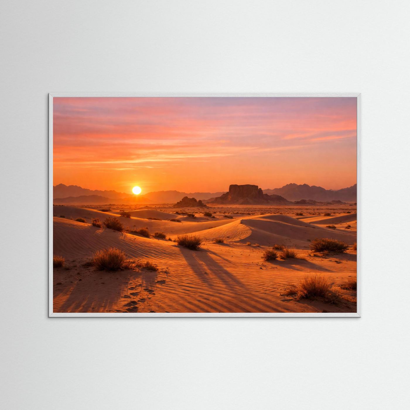 Goldener Wüstnen-Sonnenuntergang & Dünen-Panorama | Natur Poster Querformat