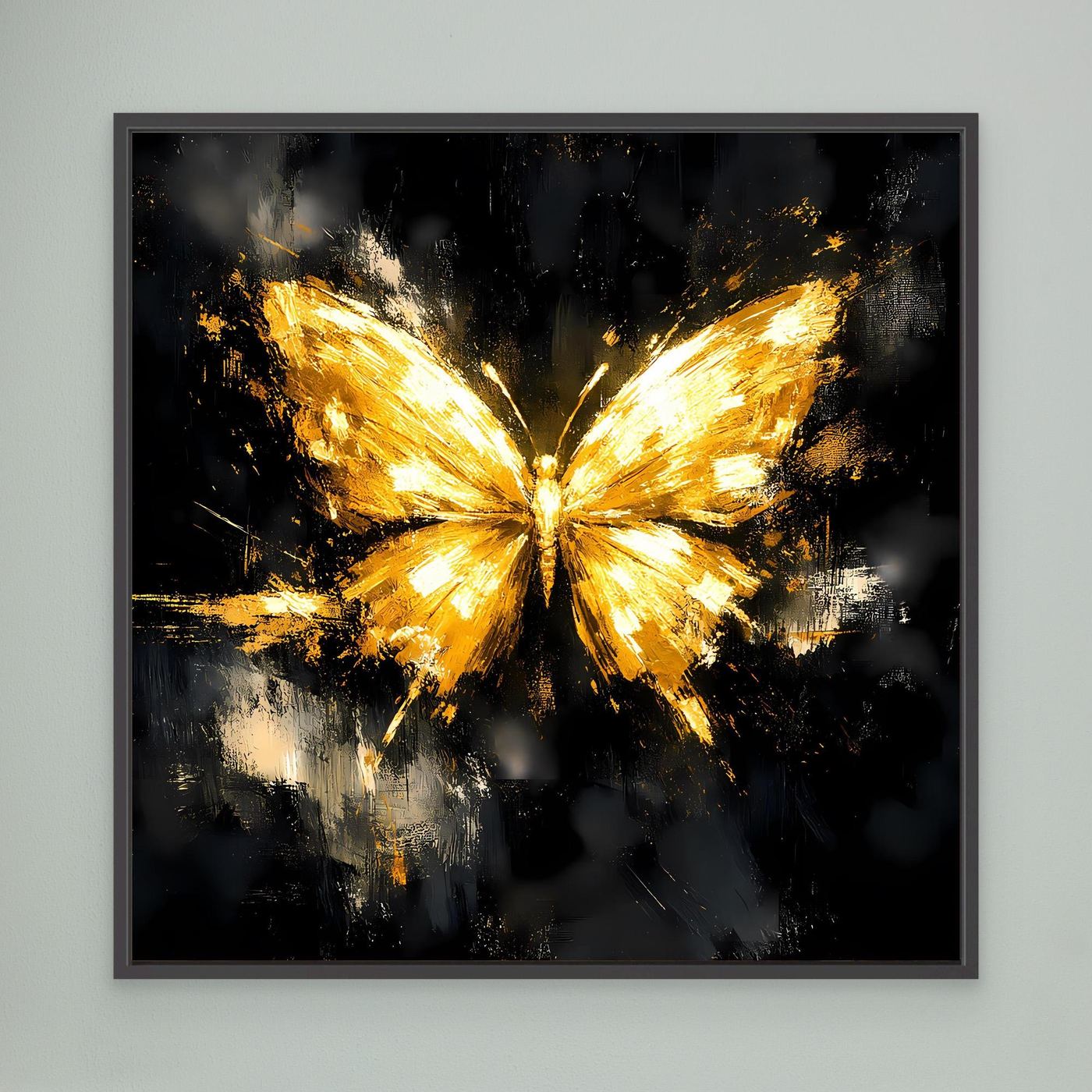 Leinwand Eleganter Goldener Schmetterling | Abstraktes Luxus Wandbild