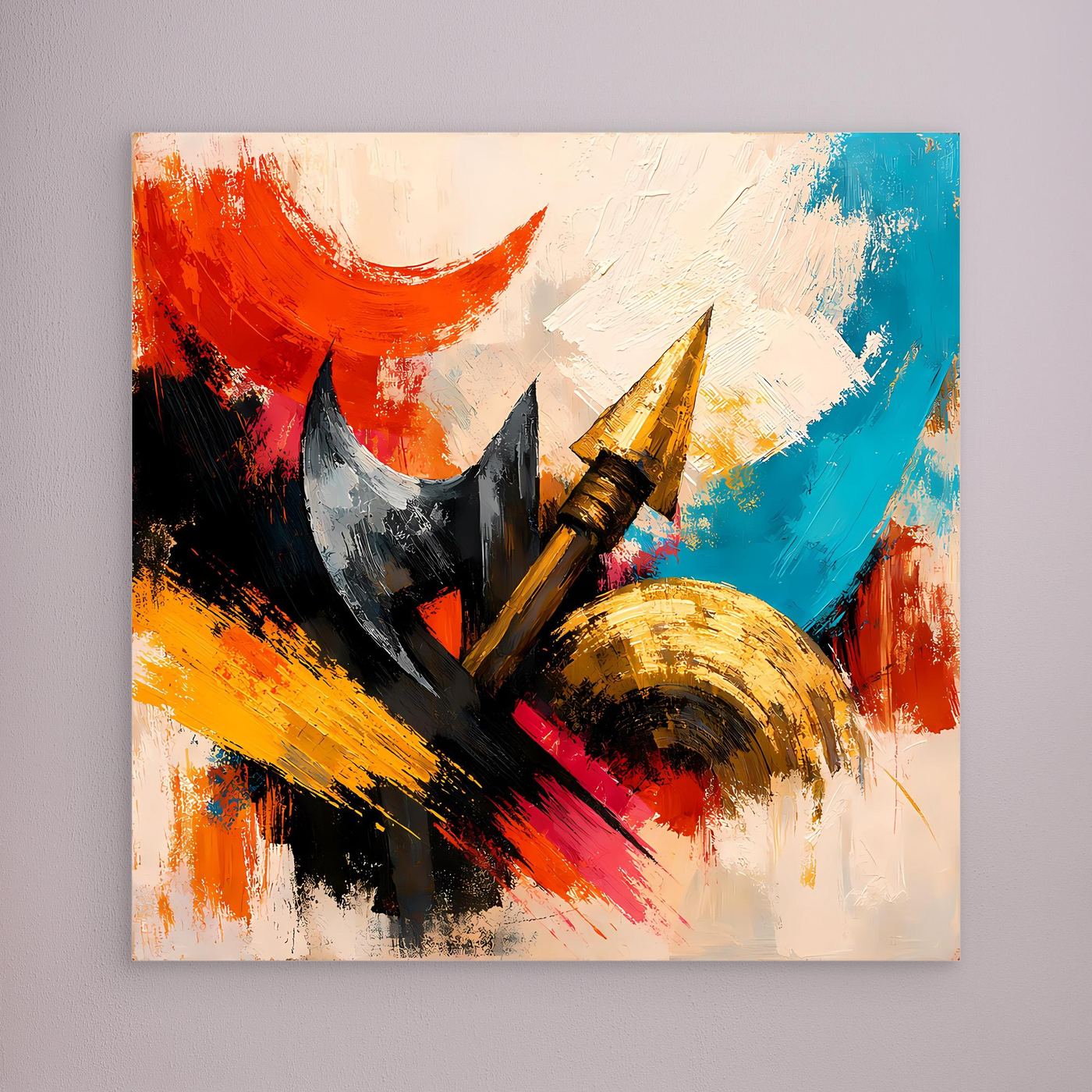 Premium Leinwand Abstrakte Wikinger Waffen | Modernes Kunst Poster Historische Wanddeko