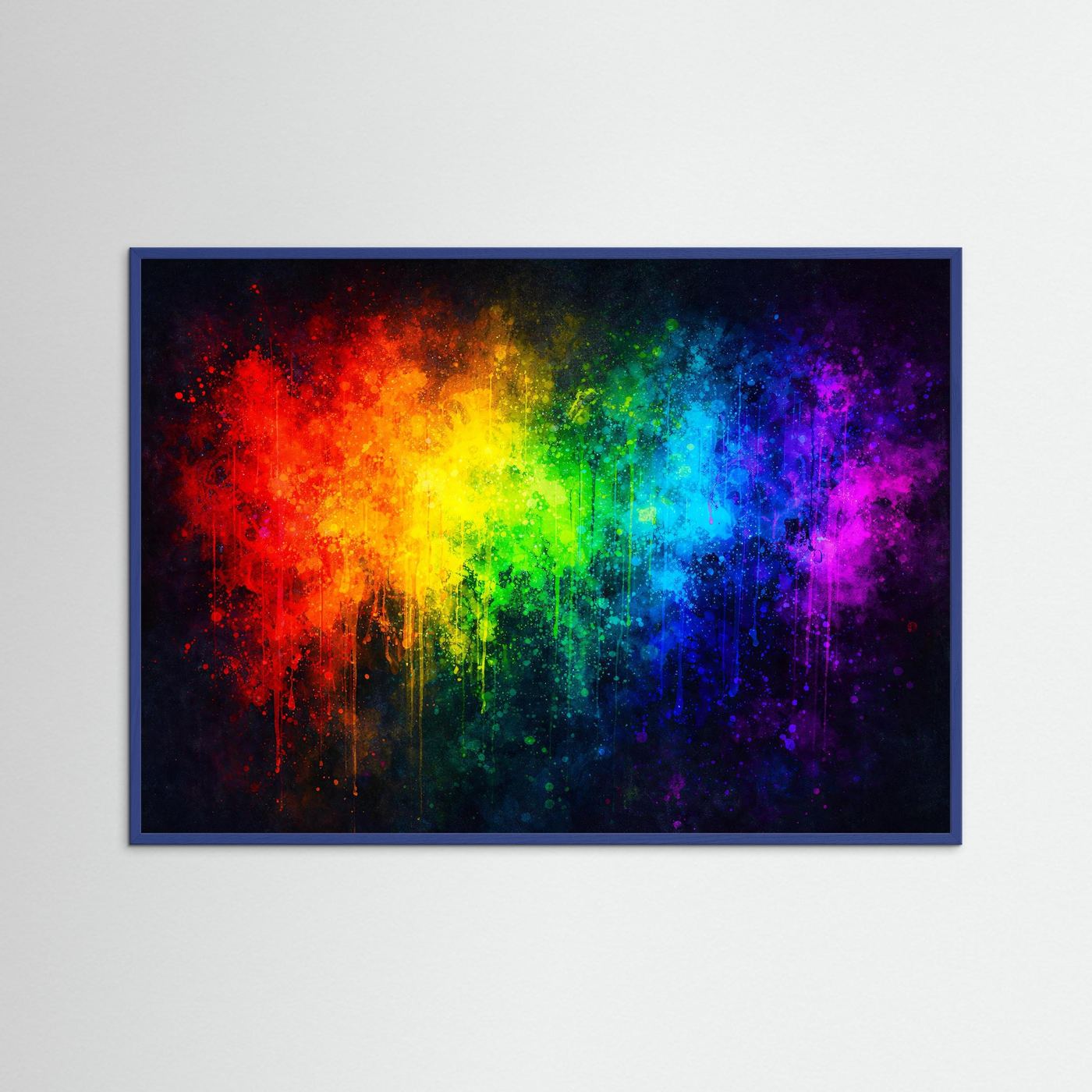 Abstrakte Regenbogen Farbexplosion | Buntes Modernes Wandbild & Kunst Poster Querformat