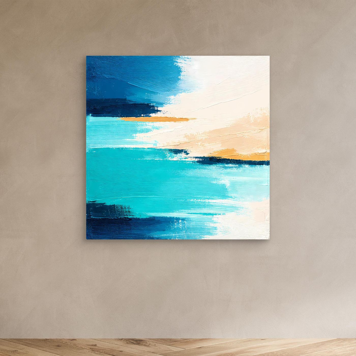 Leinwand Abstrakte Meeresbrise in Türkis und Beige | Modernes Acryl Wandbild