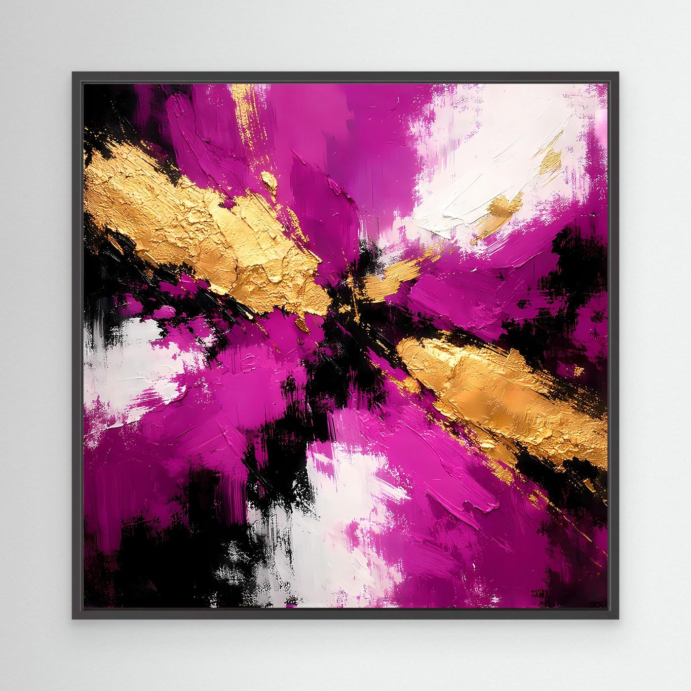 Leinwand Abstraktes Farbenspiel in Magenta und Gold | Modernes Expressives Wandbild