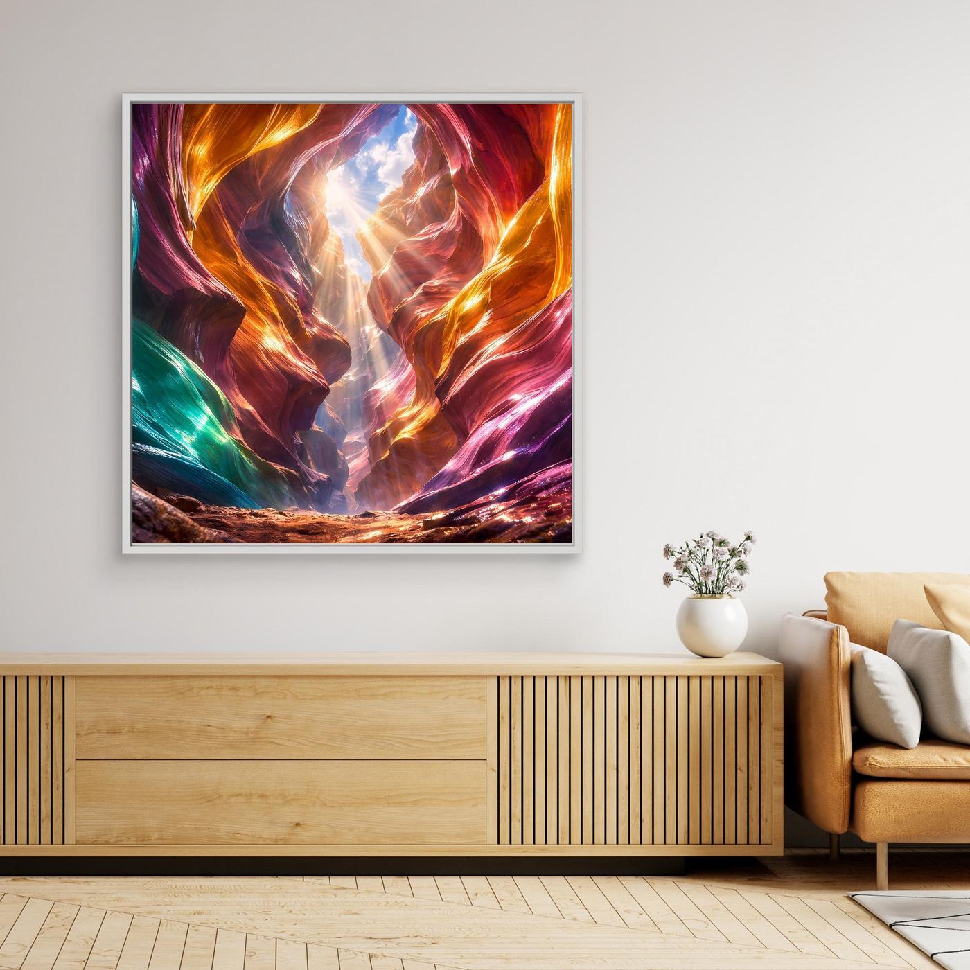 Leinwandbild Magischer Antelope Canyon | Abstraktes Felsenschauspiel Wandbild auf echtem Holzkeilrahmen
